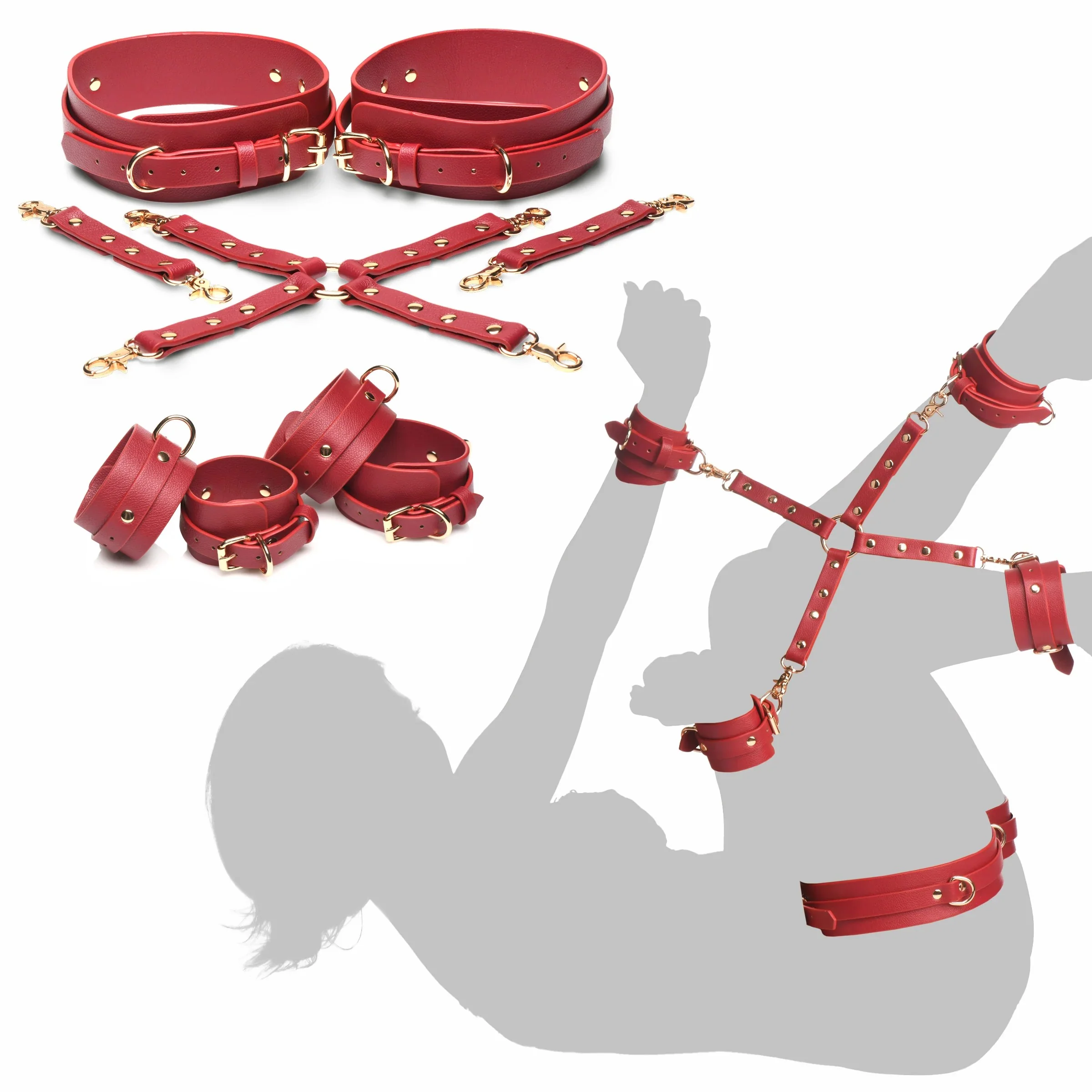 1057-crimson-captive-thigh-wrist-ankle-hog-tie-restraints-1.webp Crimson Captive Thigh, Wrist, Ankle Hog Tie Restraints