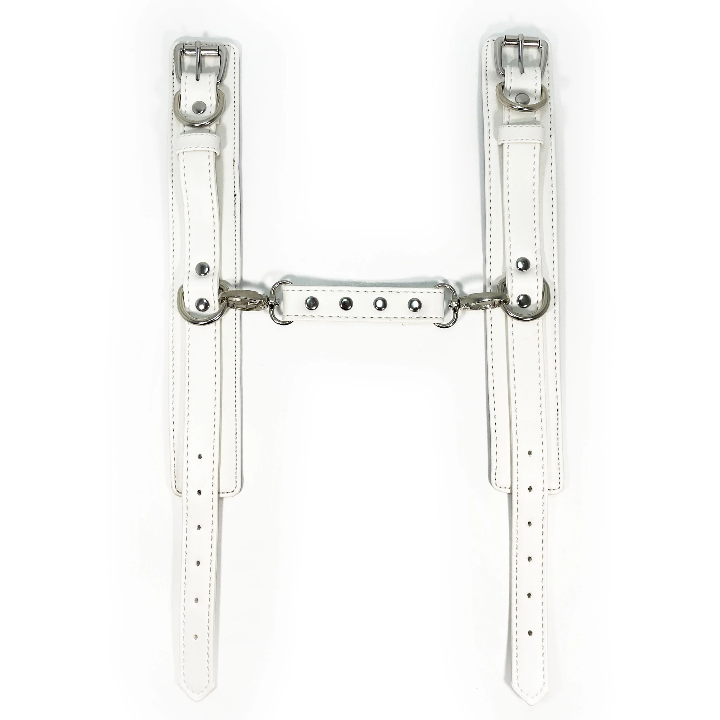 White Connecting Ankle Cuffs by Fetish Pleasure Play