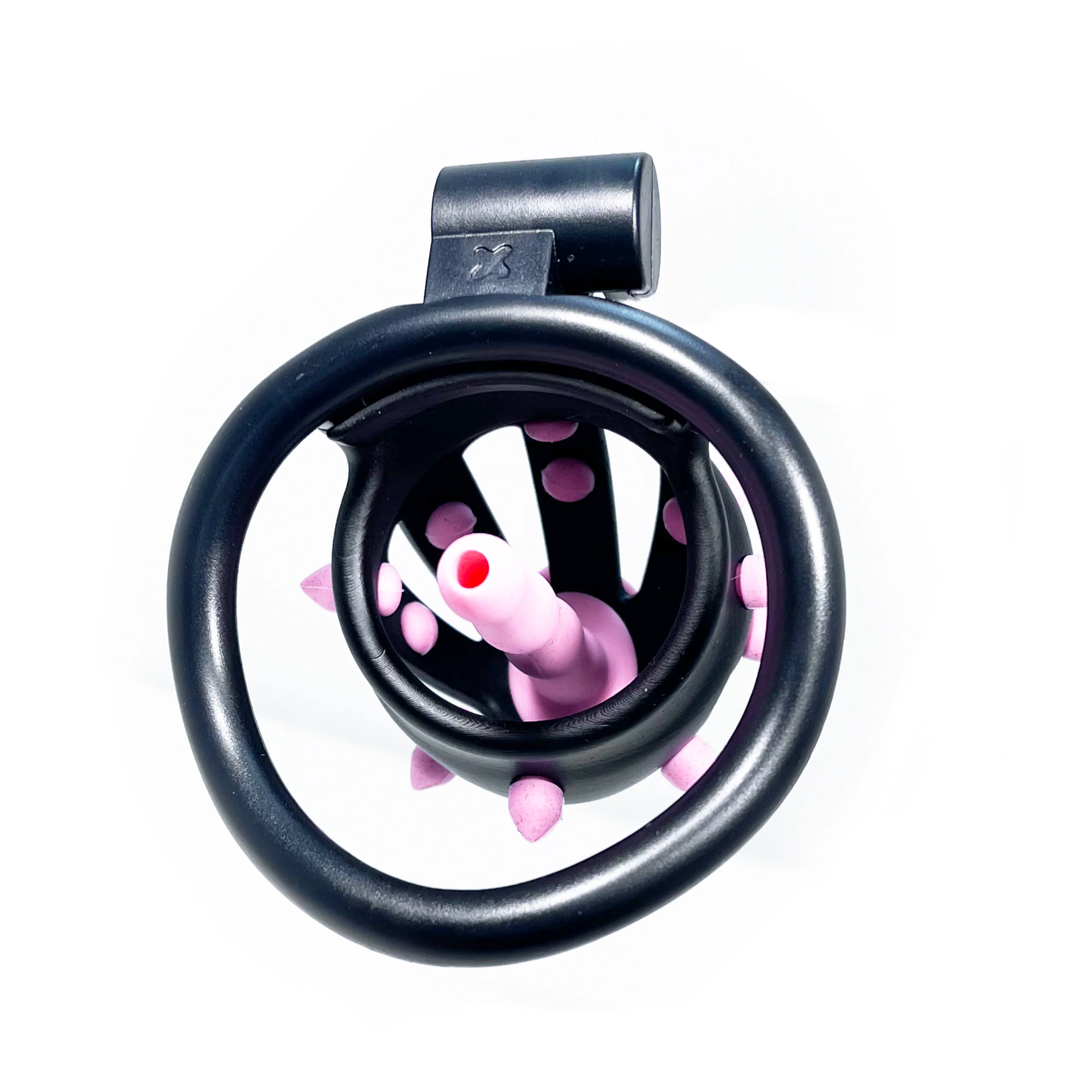 118-stud-locking-sissy-chastity-cage-in-black-with-pink-urethral-plug-by-fetish-pleasure-play-3.webp Stud Locking Sissy Chastity Cage in Black with Pink Urethral Plug by Fetish Pleasure Play