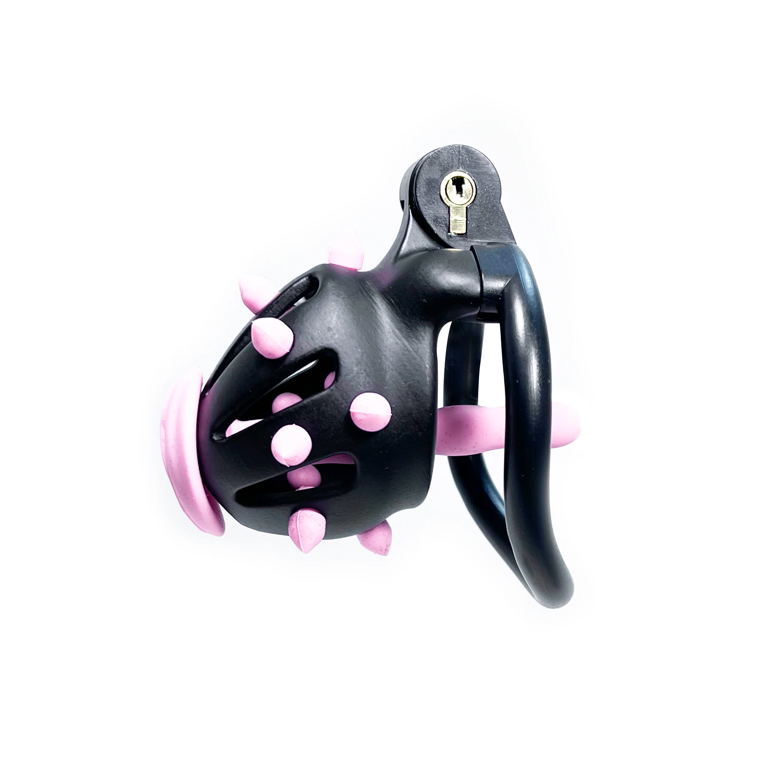 118-stud-locking-sissy-chastity-cage-in-black-with-pink-urethral-plug-by-fetish-pleasure-play-4.webp Stud Locking Sissy Chastity Cage in Black with Pink Urethral Plug by Fetish Pleasure Play