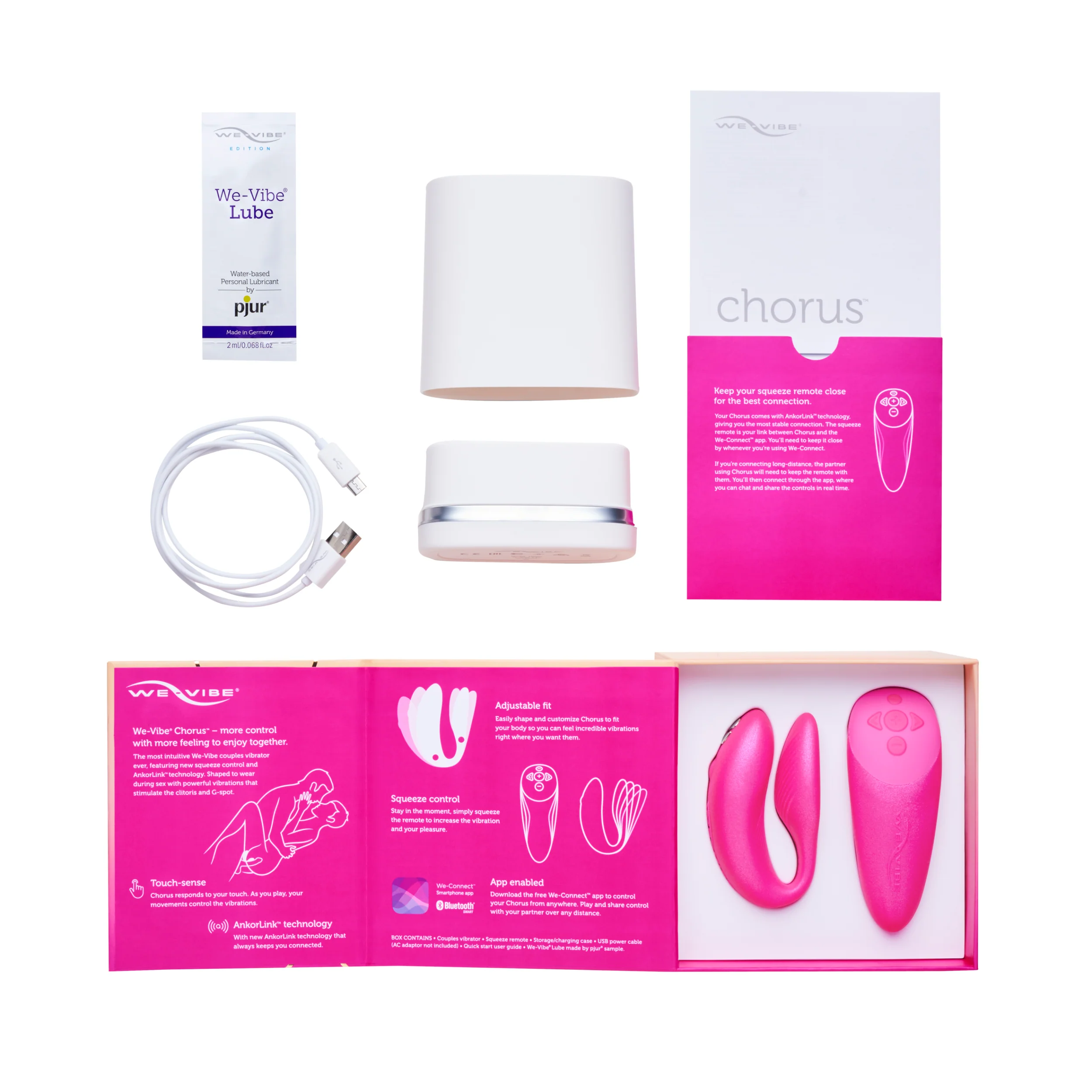 Chorus By We-Vibe Couples Vibrator in Pink