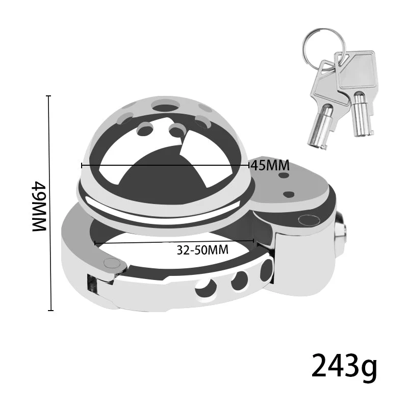 Silver Helmet Adjustable Flat Pack Chastity Cage by Metal Pleasure Play