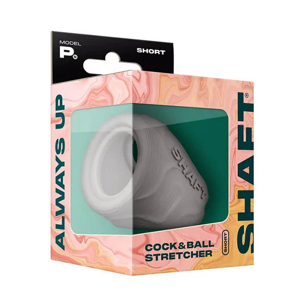Shaft Liquid Silicone Cock Ring and Ball Stretcher - Model P Short in Gray