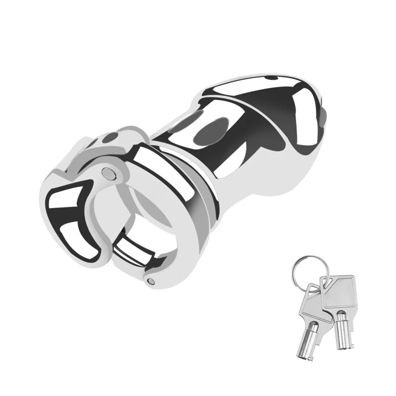 Silver Knight Adjustable Ring Metal Chastity Cage Cock Cage 2.95" by Metal Pleasure Play