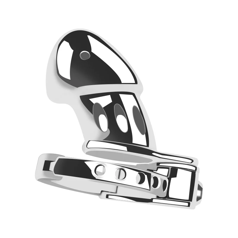 Silver Knight Adjustable Ring Metal Chastity Cage Cock Cage 2.95" by Metal Pleasure Play