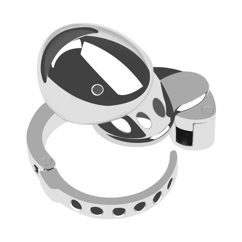 Silver Knight Adjustable Ring Metal Chastity Cage Cock Cage 2.95" by Metal Pleasure Play