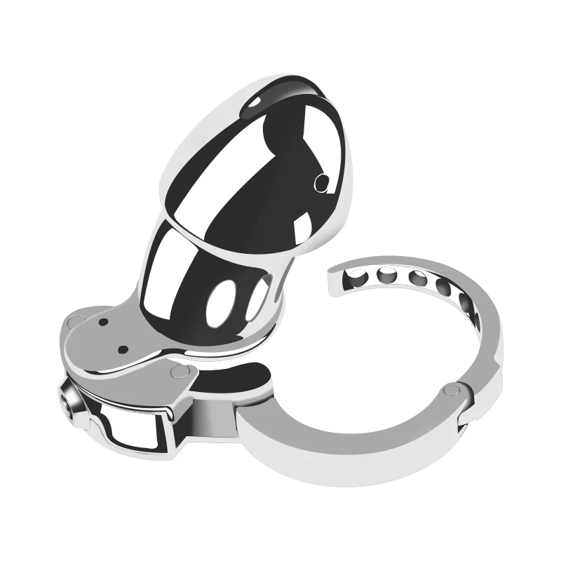 Silver Knight Adjustable Ring Metal Chastity Cage Cock Cage 2.95" by Metal Pleasure Play