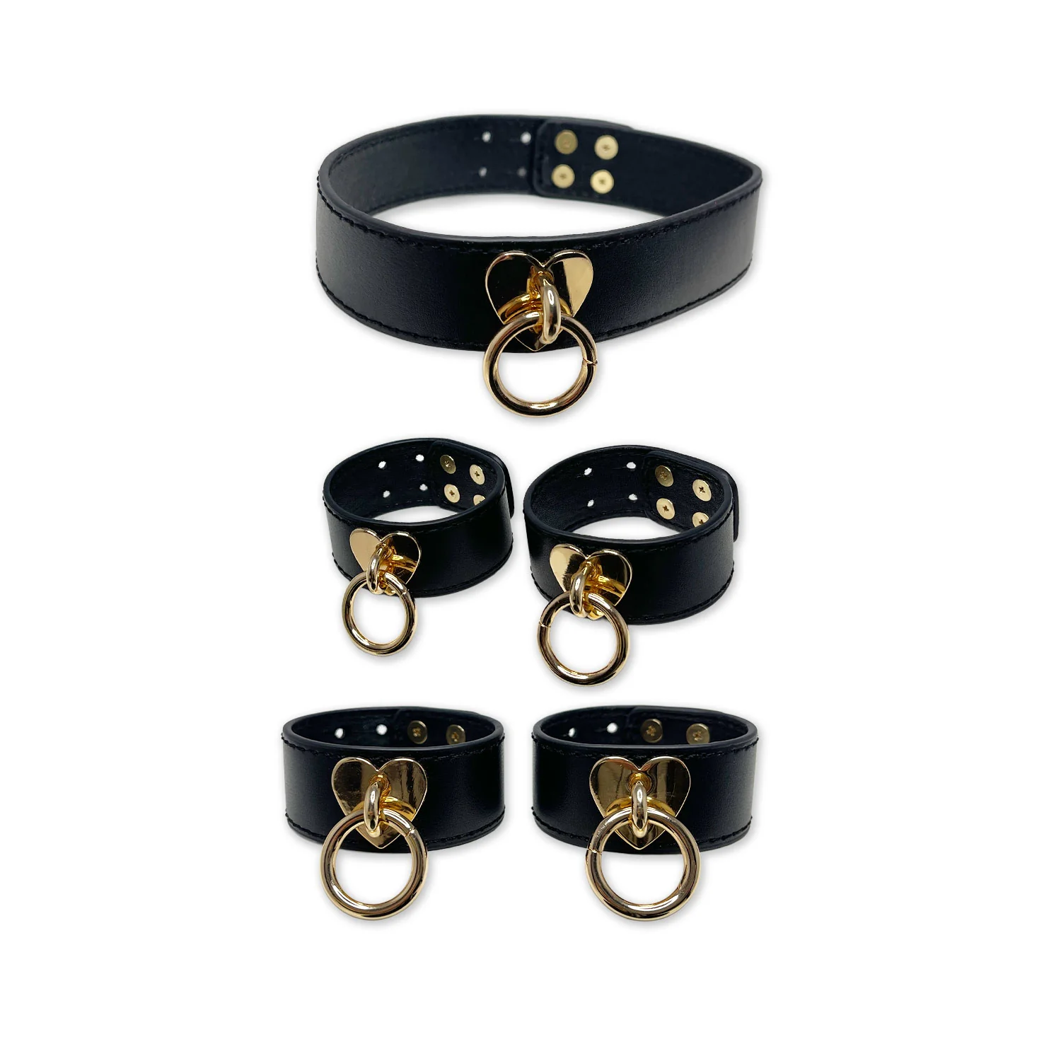 Deluxe Black Leather Pussy Cat Bondage Set with Case by Fetish Pleasure Play