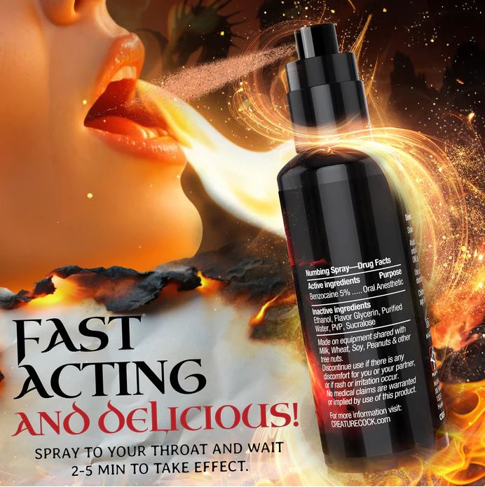 Creature Cocks Cinnamon Flavored Deep Throat Numbing Spray - 2 oz
