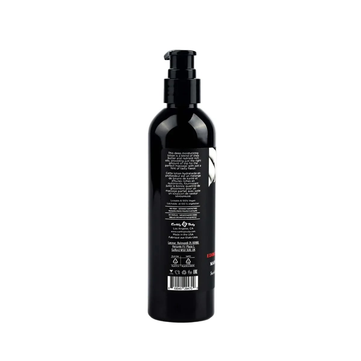 Earthly Body Edible Massage Lotion, Strawberry Flavor, 8oz