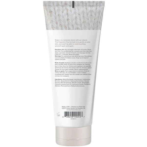 COOCHY Shave Cream Au Natural, 12.5oz