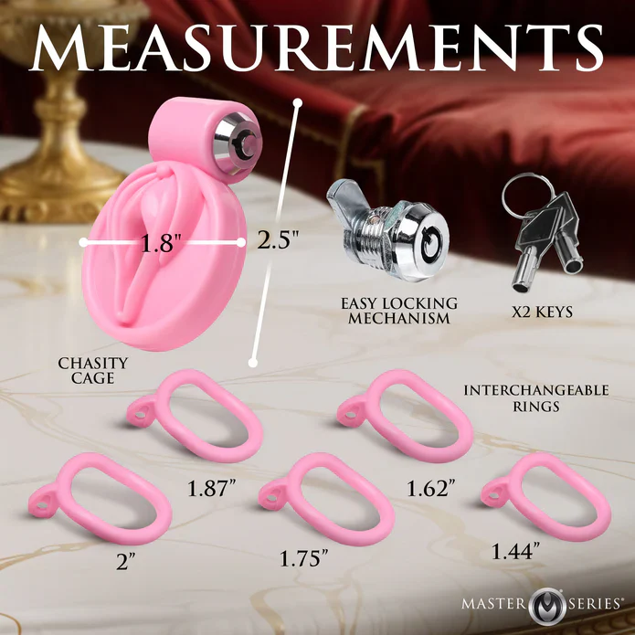 Pussification Pink Vulva Sissy Chastity Cage