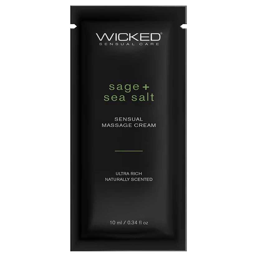 Sage + Sea Salt Scented Massage Cream By Wicked Sensual Care, 10ml