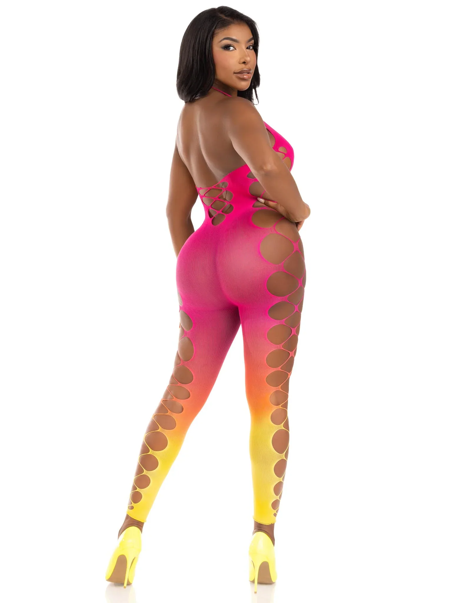 Sexy Sunset Ombre Lingerie Bodystocking | Seamless, Footless Bodysuit, One Size