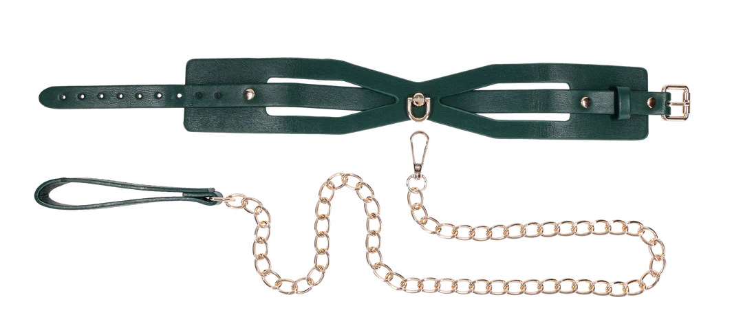 Sex & Mischief Indica Cutout Collar & Leash in Emerald Green