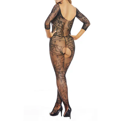 1596-black-quarter-sleeve-fishnet-bodystocking-2.webp Black Quarter Sleeve Fishnet Bodystocking
