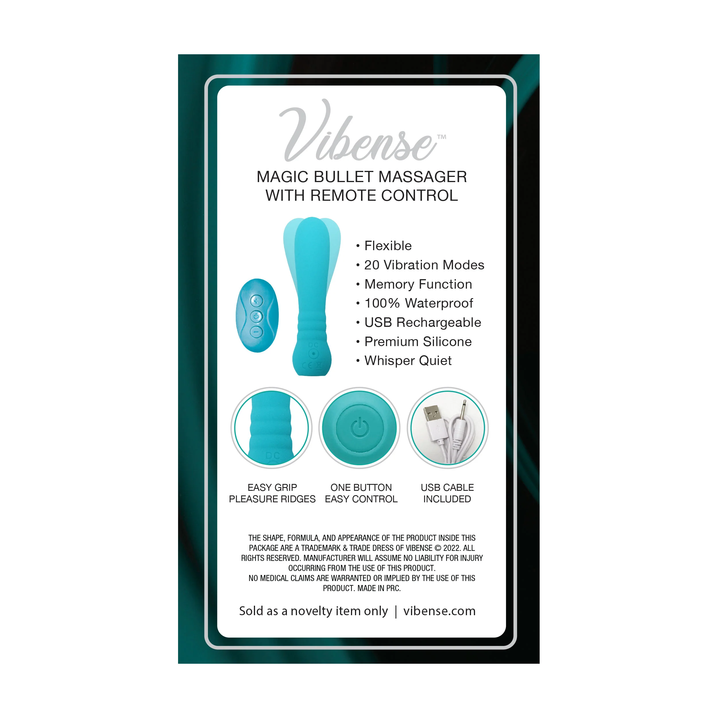 1678-vibense-bullet-vibrator-with-remote-control-teal-3.webp Vibense Bullet Vibrator with Remote Control - Teal