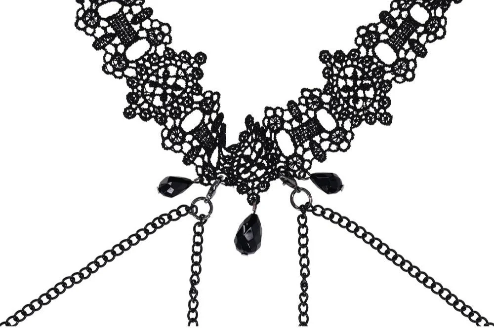 Sex & Mischief Lace Collar with Nipple Ties