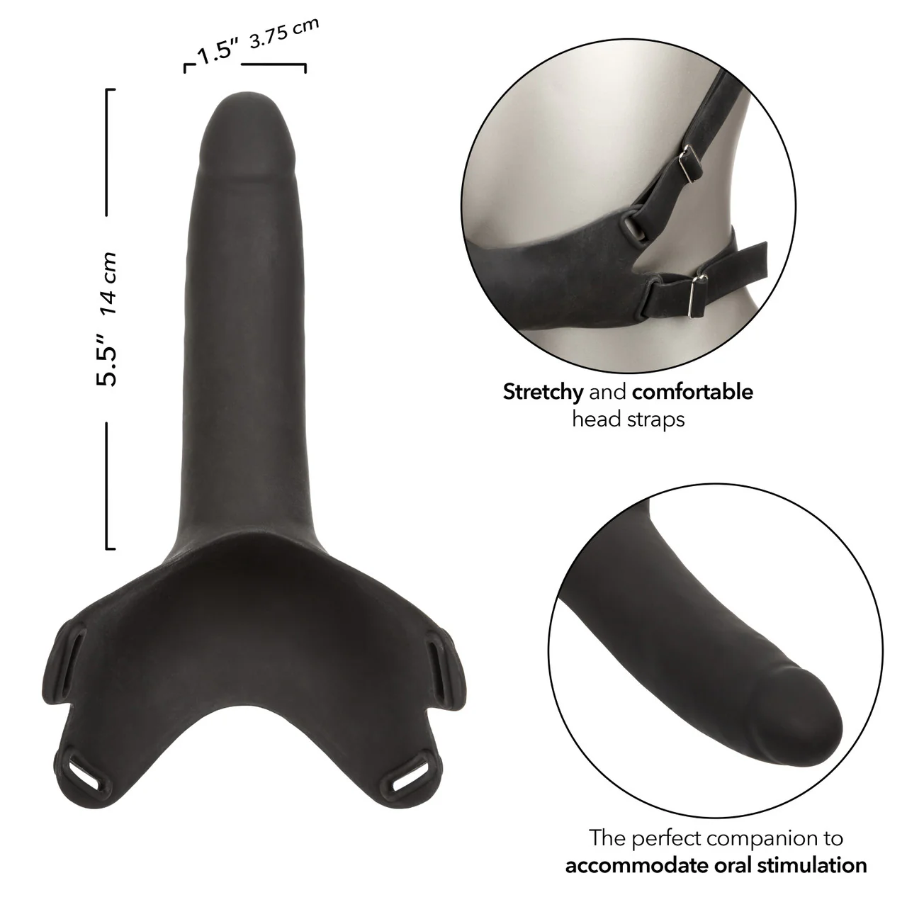 Accommodator Silicone Chin-Strap Dildo – Black