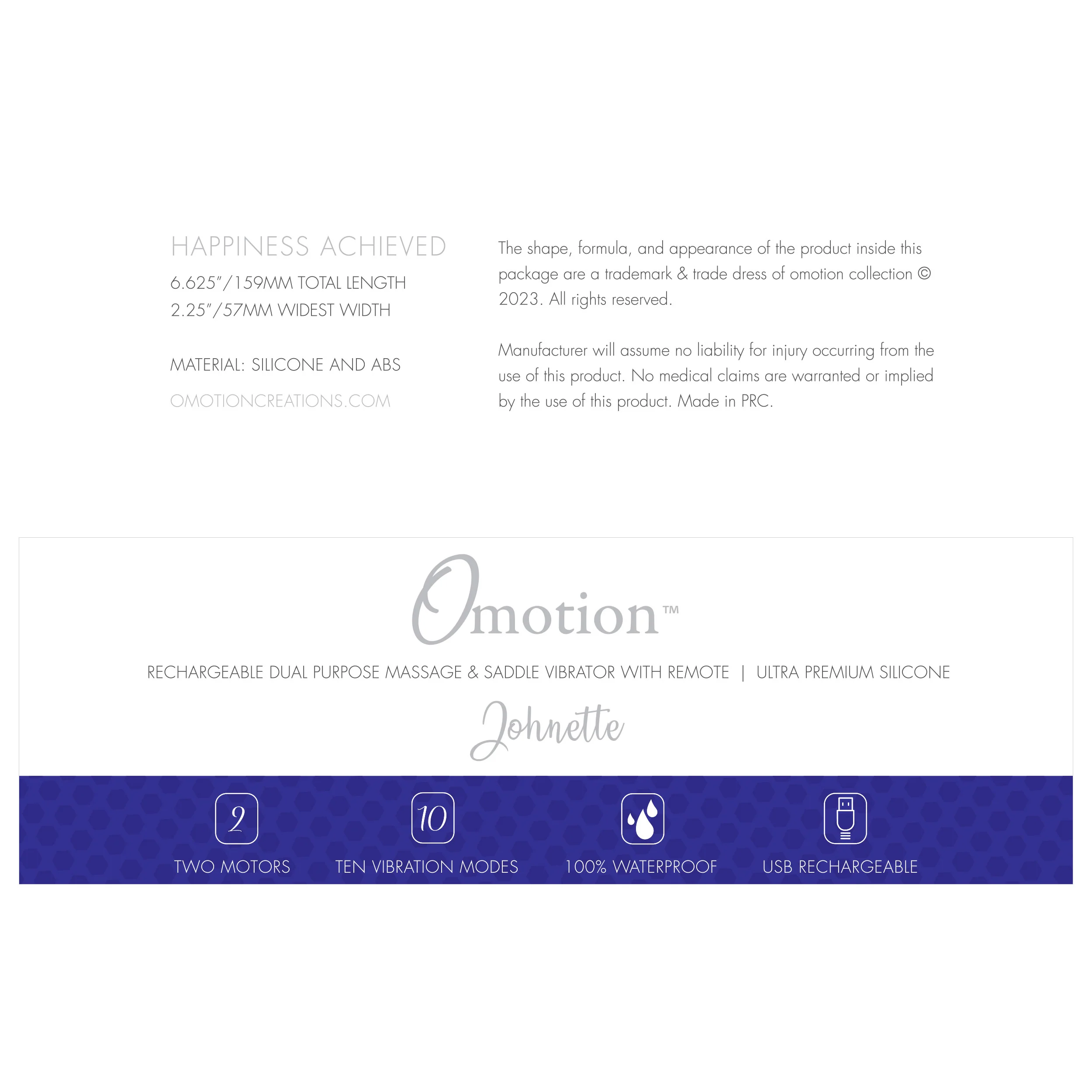 THE OMOTION JOHNETTE SADDLE VIBRATING GRINDER WITH REMOTE