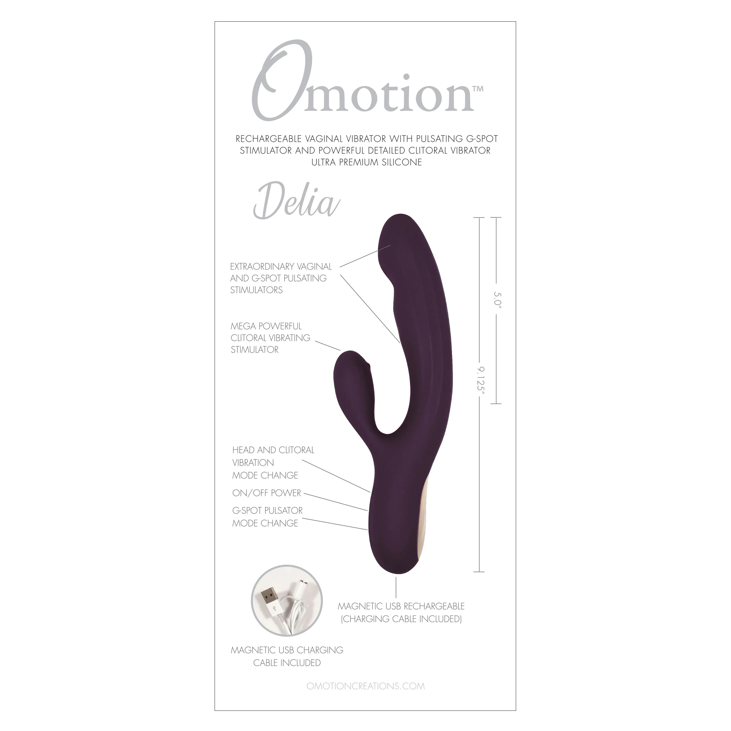 THE OMOTION DELIA TRIPLE ACTION RABBIT VIBRATOR - PURPLE