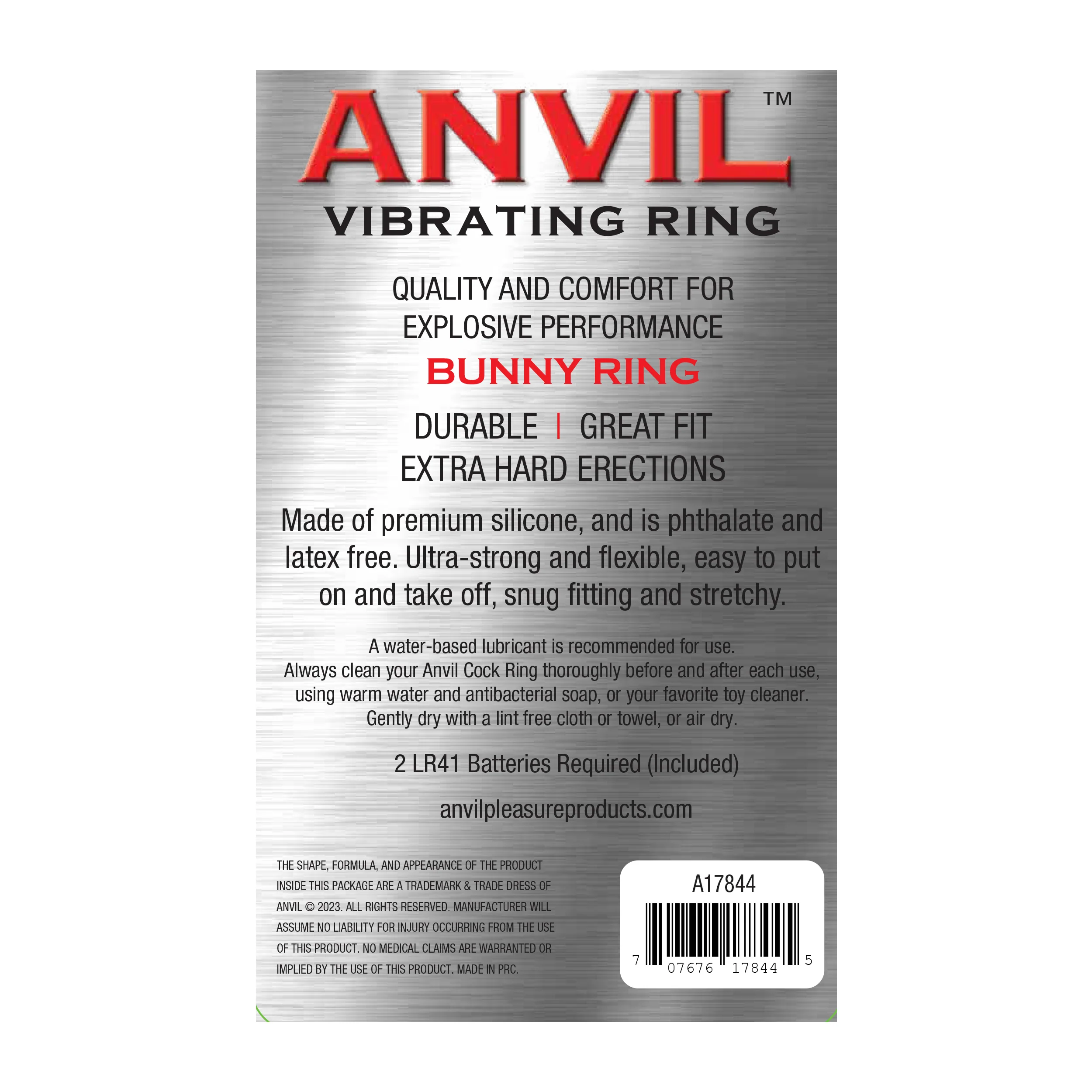 Anvil Bunny Vibrating Cock Ring Black
