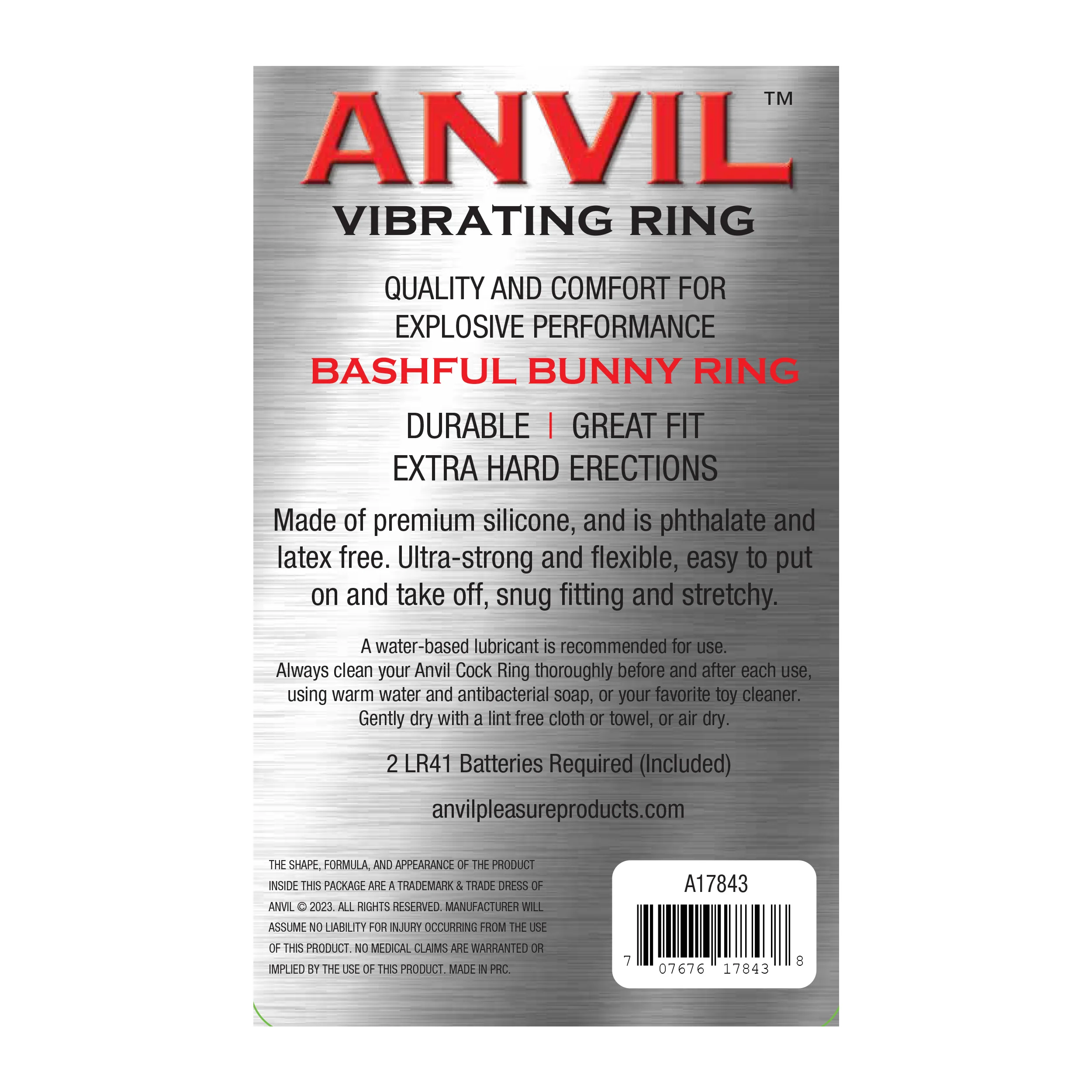 Anvil Bashful Bunny Vibrating Cock Ring in Black