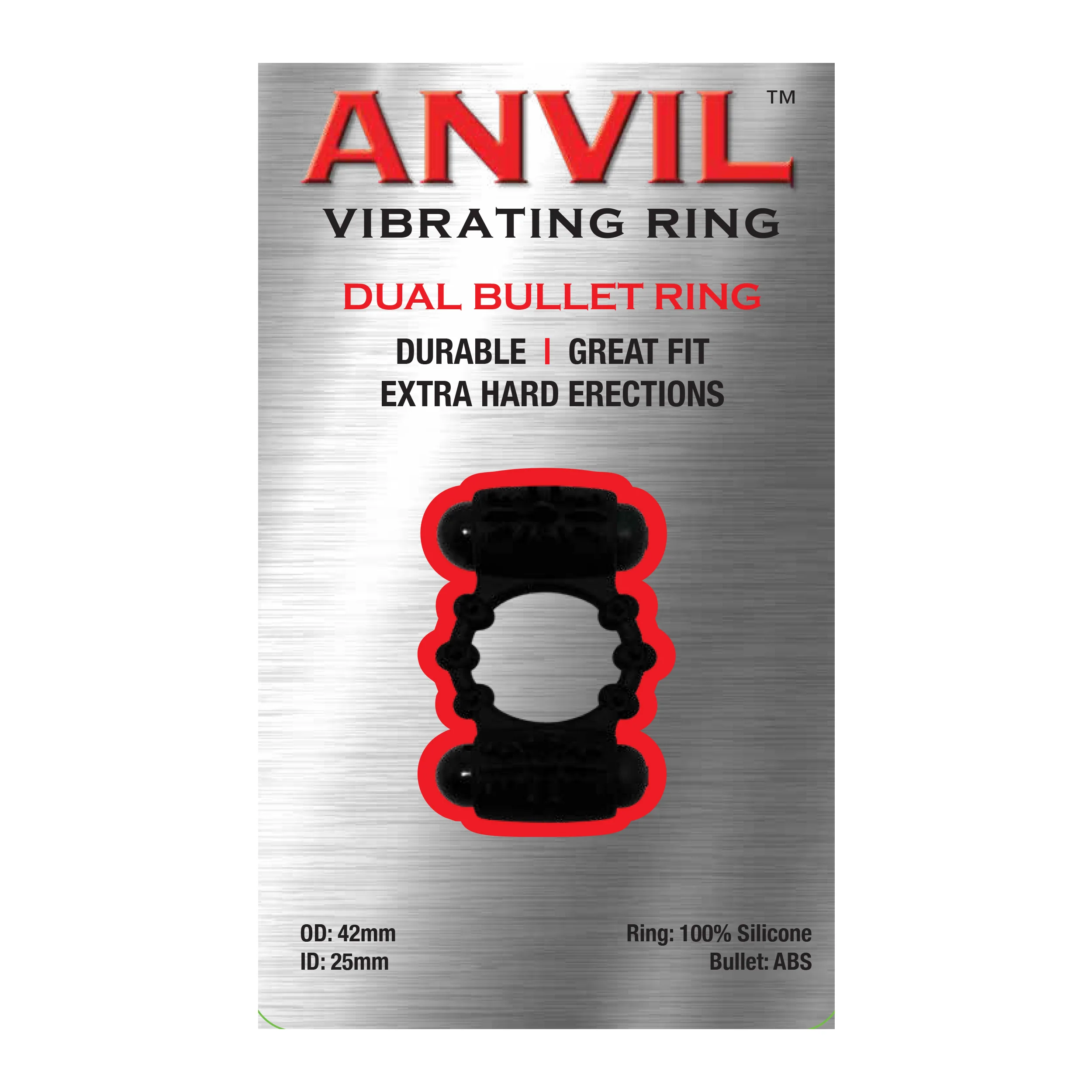 Anvil Dual Bullet Vibrating Cock Ring in Black