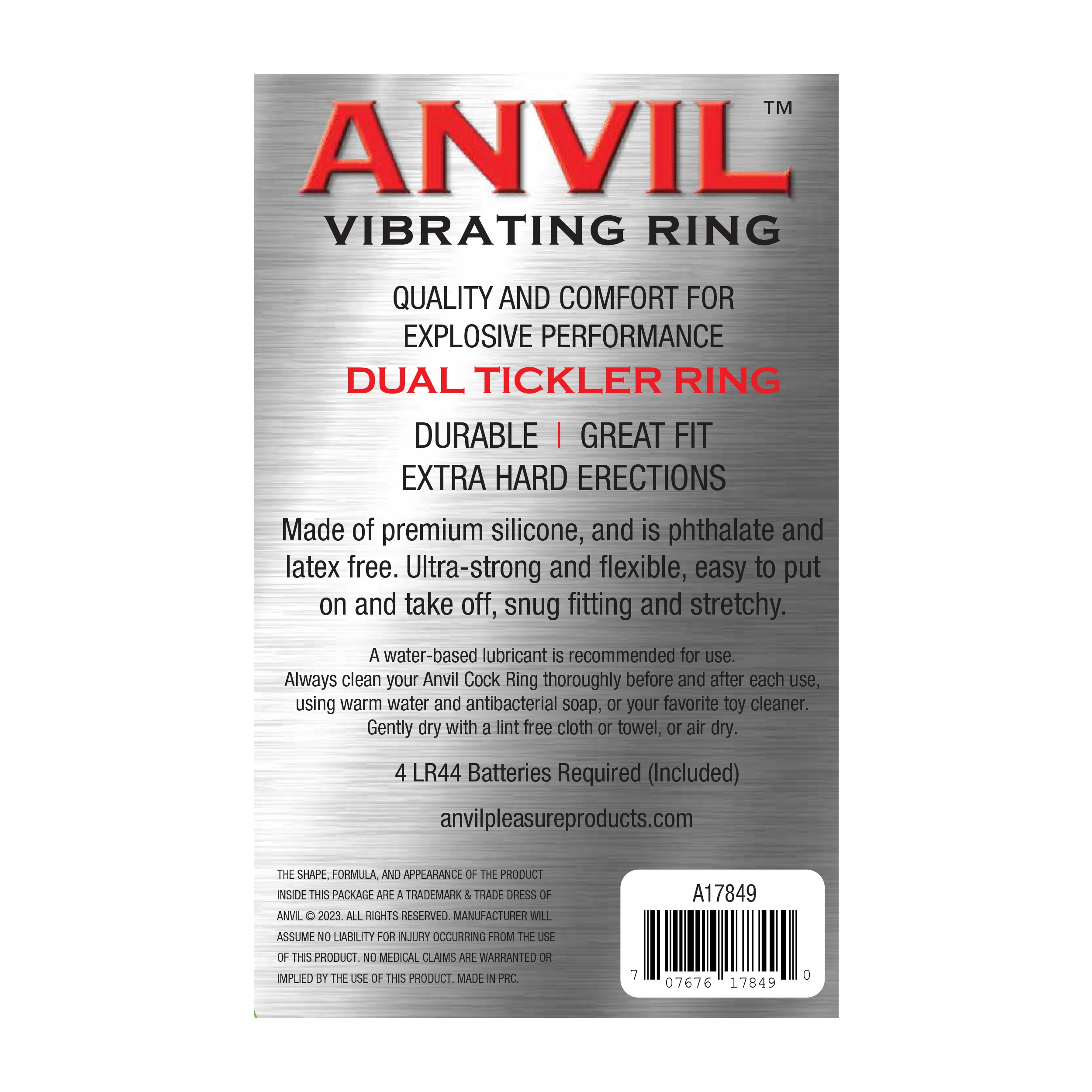Anvil Dual Tickler Vibrating Cock Ring in Black