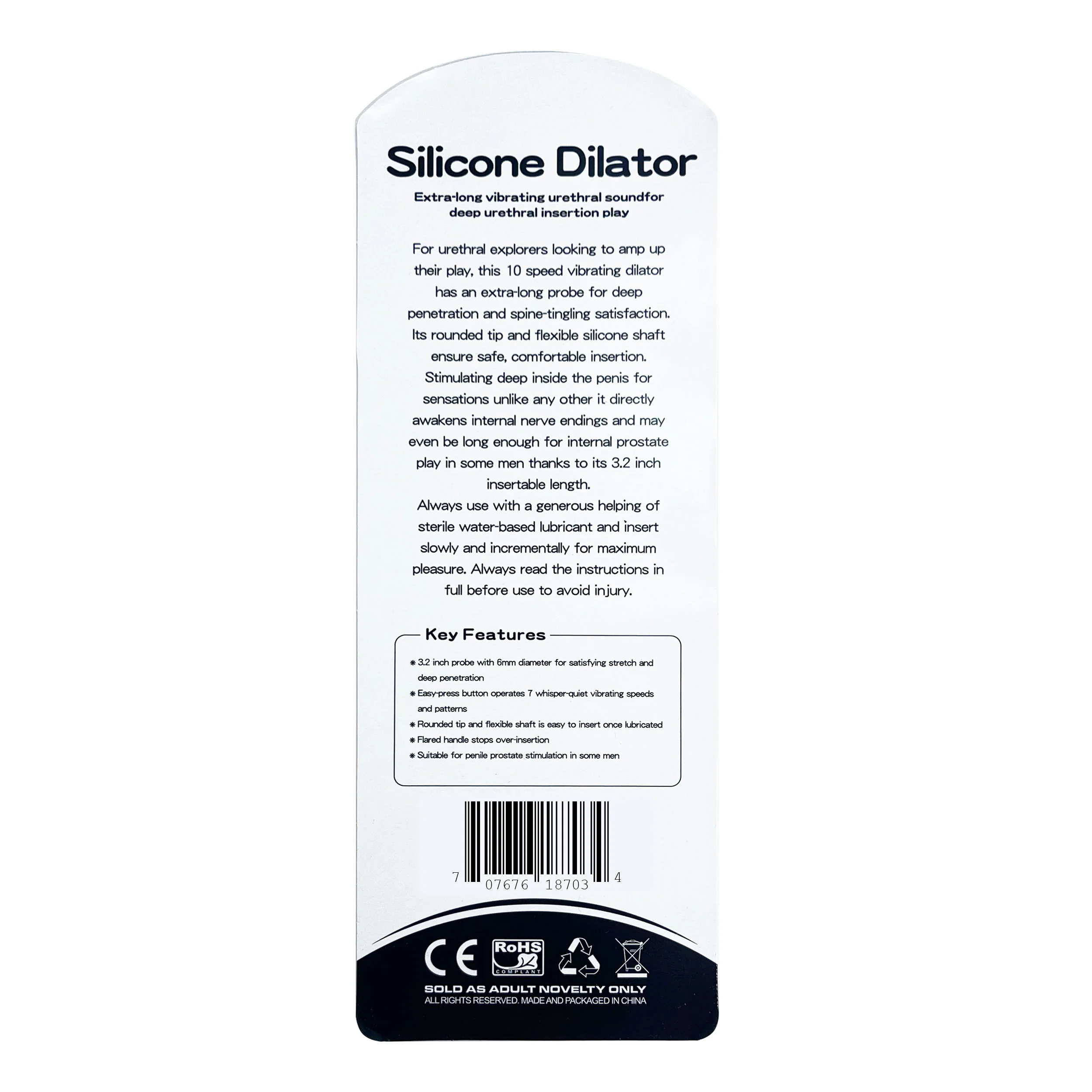 Vibrating Silicone Urethral Dilator by Fetish Pleasure Play in Black