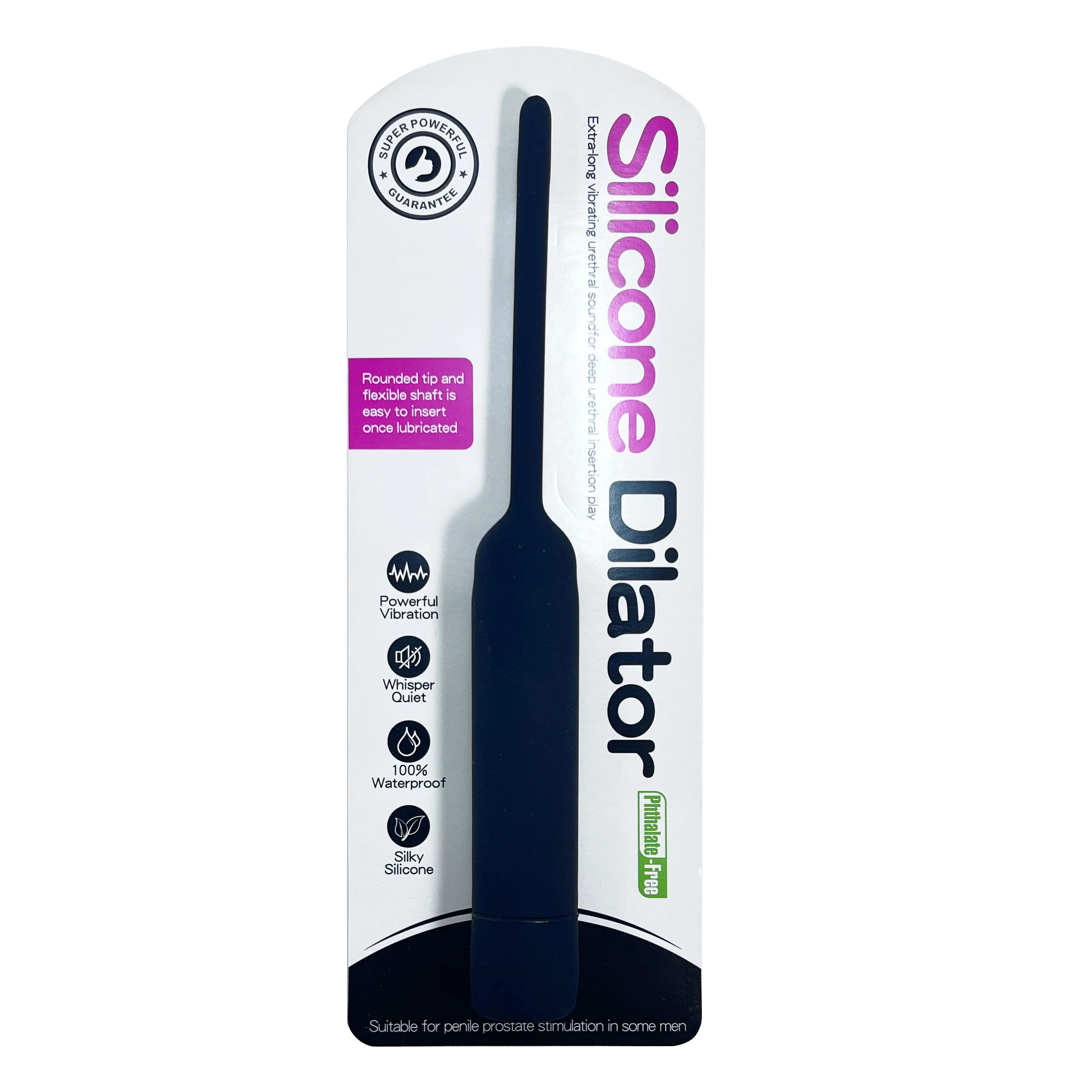 Vibrating Silicone Urethral Dilator by Fetish Pleasure Play in Black