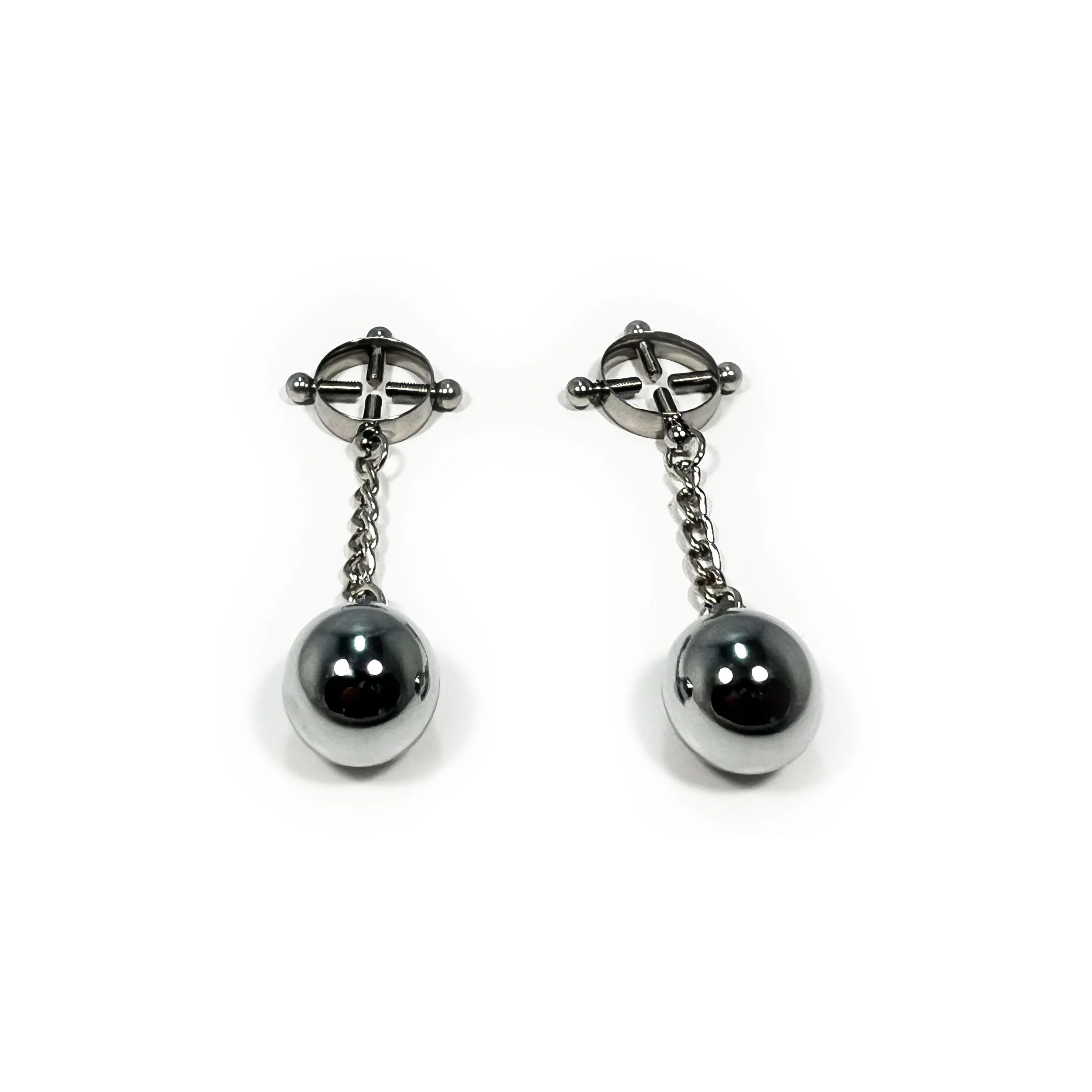 Adjustable 4-Way Screw Weighted Nipple Clamps by Fetish Pleasure Play