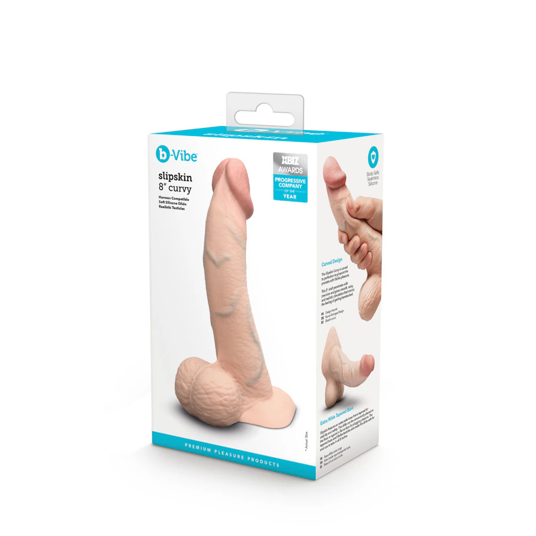 26-b-vibe-slipskin-8-realistic-silicone-dildo-in-curvy-cream-7.jpg b-Vibe SlipSkin 8" Realistic Silicone Dildo in Curvy Cream