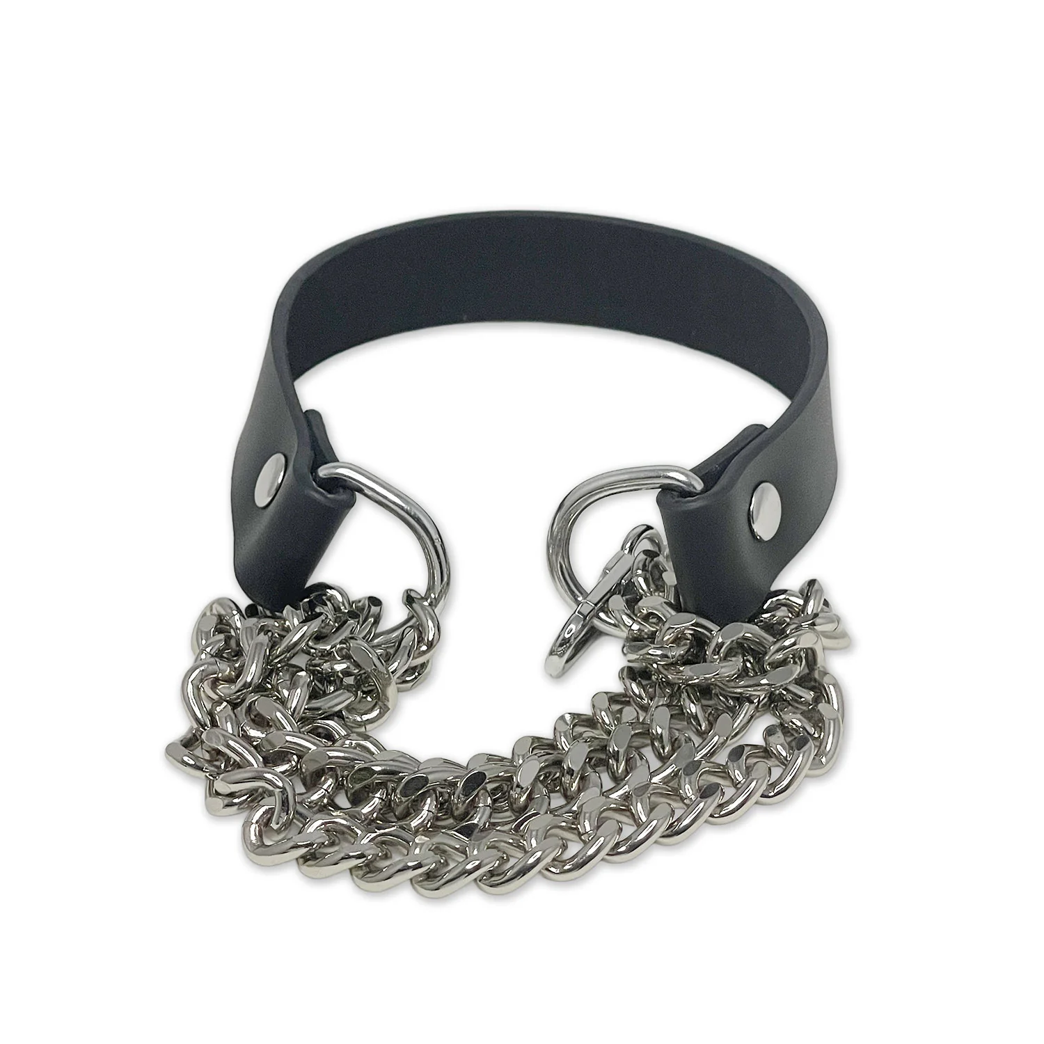 2601-black-martingale-collar-with-silver-chain-choker-by-fetish-pleasure-play-1.webp Black Martingale Collar with Silver Chain Choker by Fetish Pleasure Play