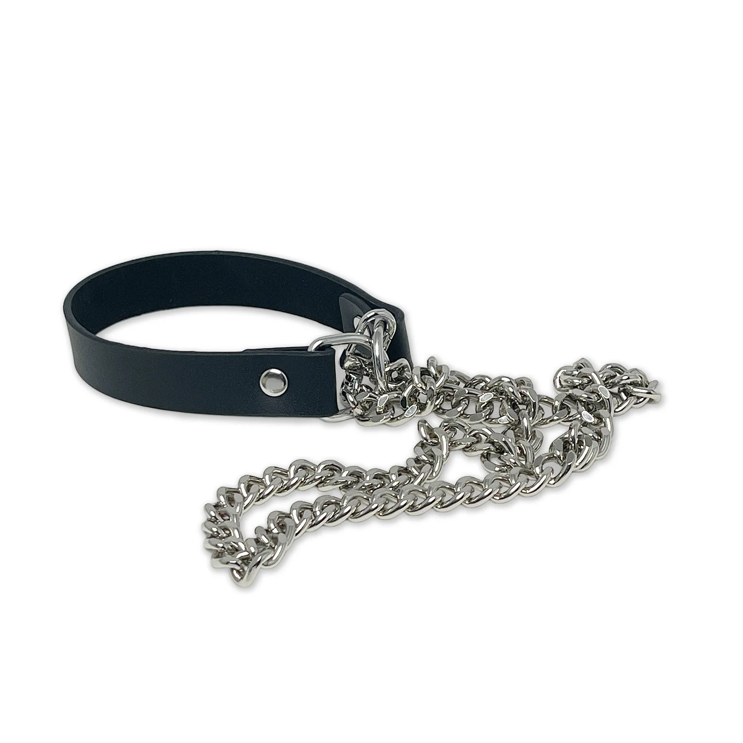 2601-black-martingale-collar-with-silver-chain-choker-by-fetish-pleasure-play-2.webp Black Martingale Collar with Silver Chain Choker by Fetish Pleasure Play