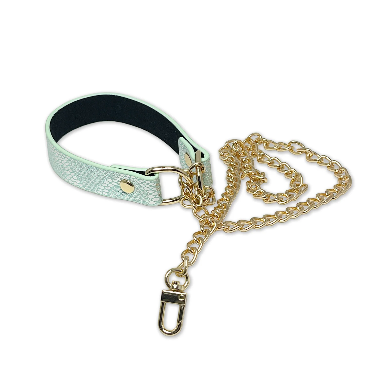 Blue Faux Snakeskin Martingale Collar Choker Necklace by Fetish Pleasure Play