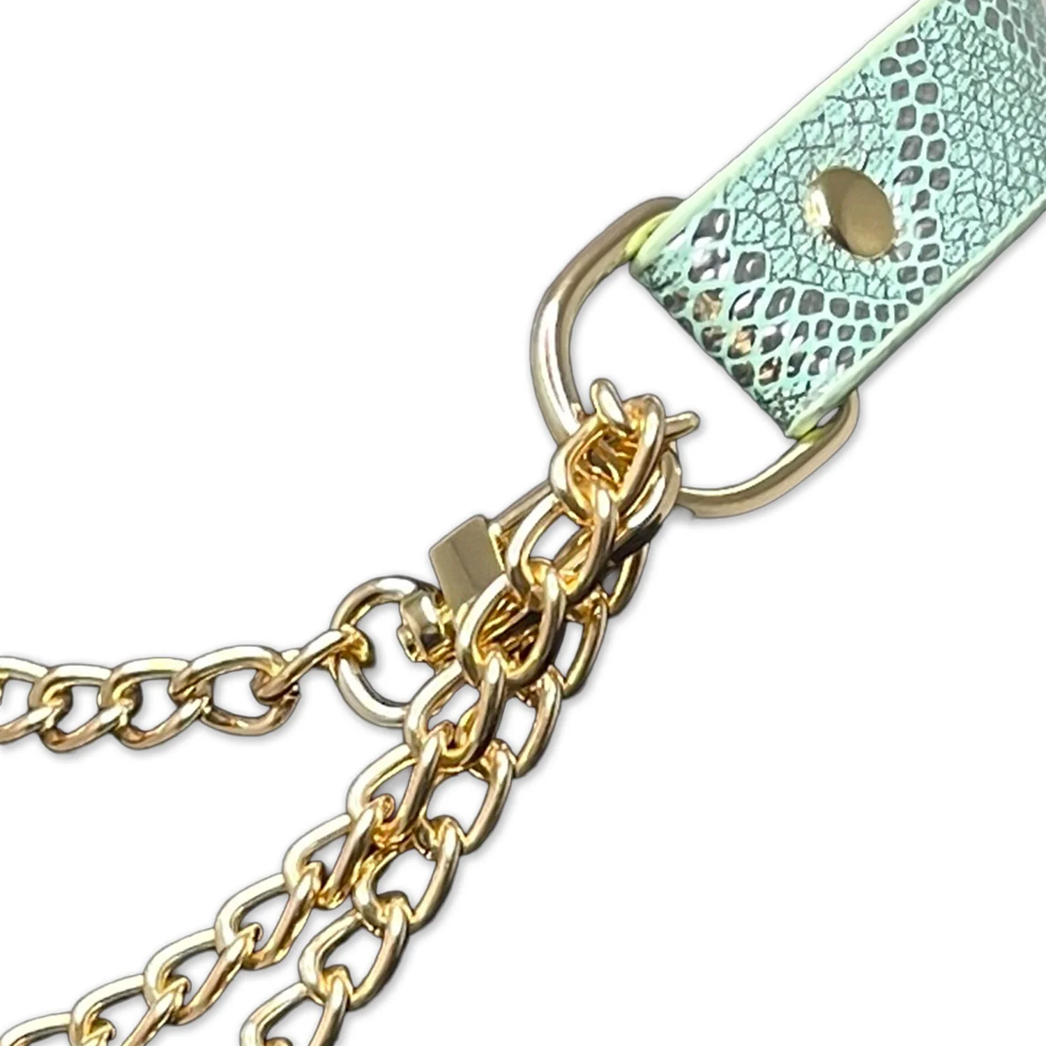 Blue Faux Snakeskin Martingale Collar Choker Necklace by Fetish Pleasure Play