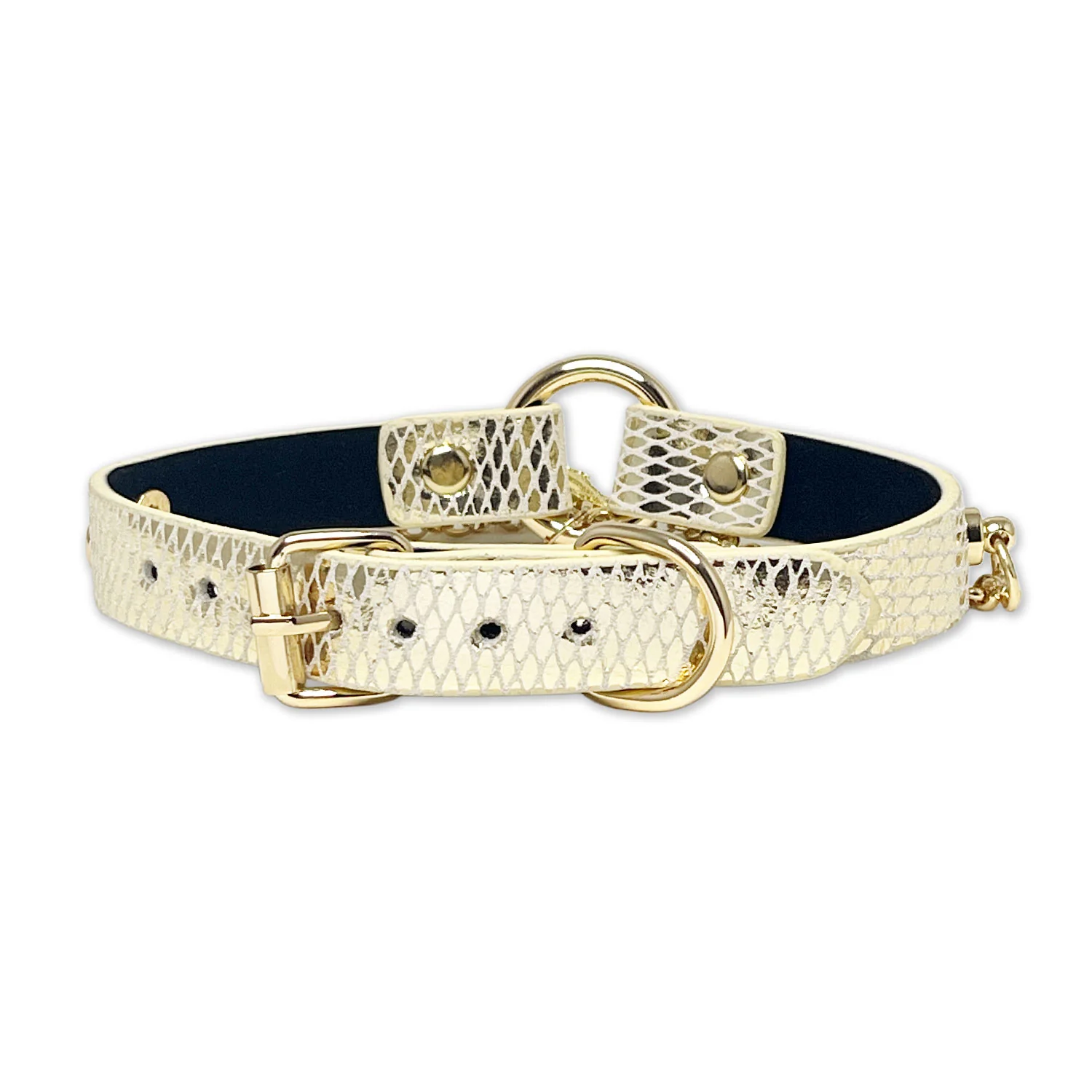 White and Gold Cross Necklace Collar by Fetish Pleasure Play