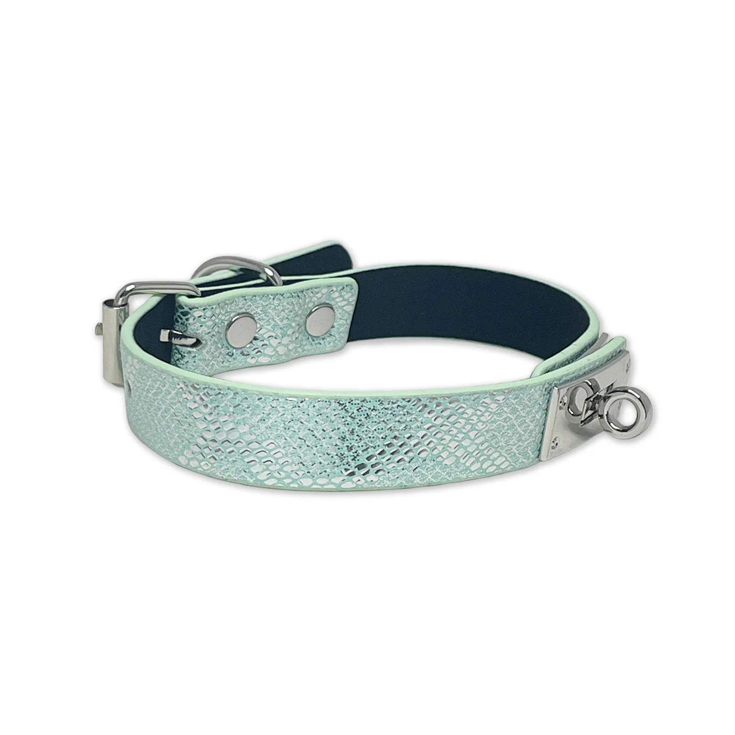 Blue Faux Snakeskin Clasp Collar by Fetish Pleasure Play