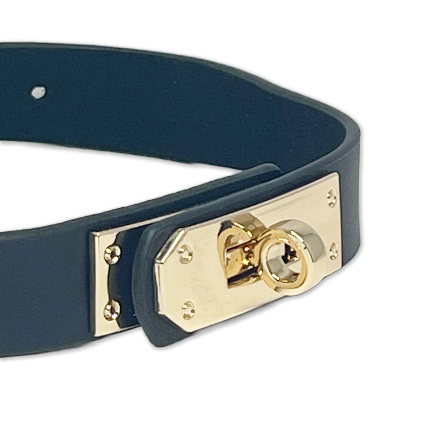 Black Twist Turn Lock Clasp Collar by Fetish Pleasure Play