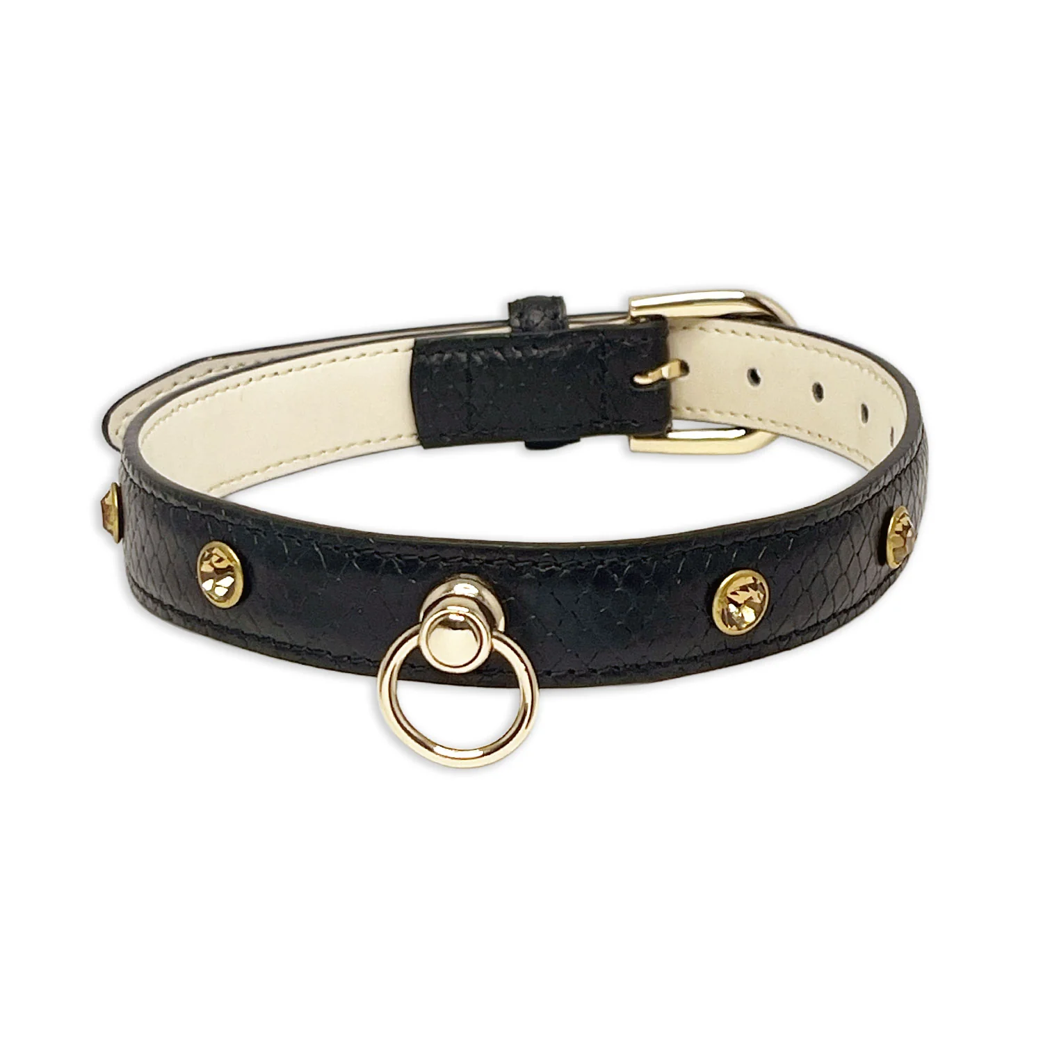 2615-bejeweled-black-snakeskin-collar-by-fetish-pleasure-play-1.webp Bejeweled Black Snakeskin Collar by Fetish Pleasure Play