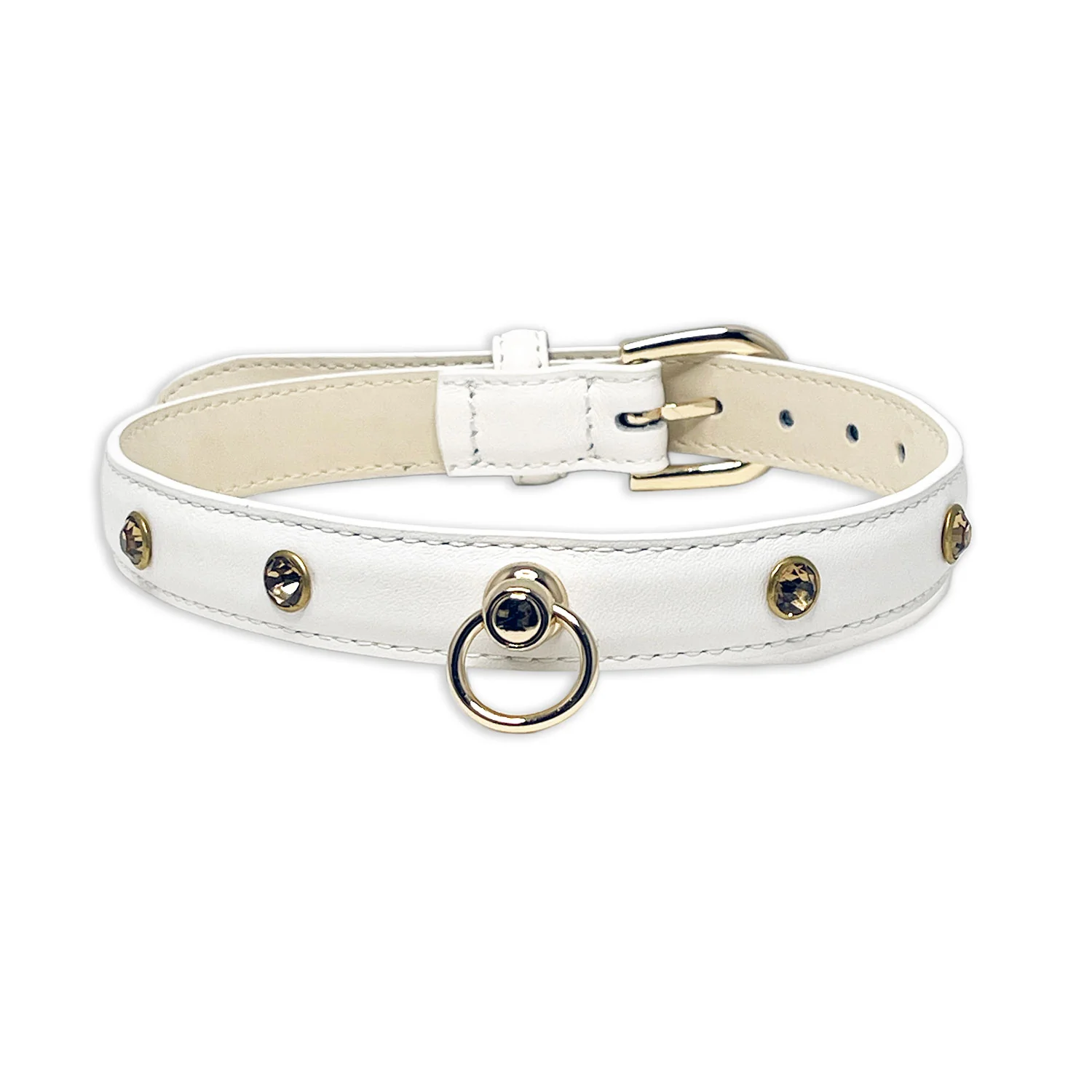 White Bejeweled Collar by Fetish Pleasure Play