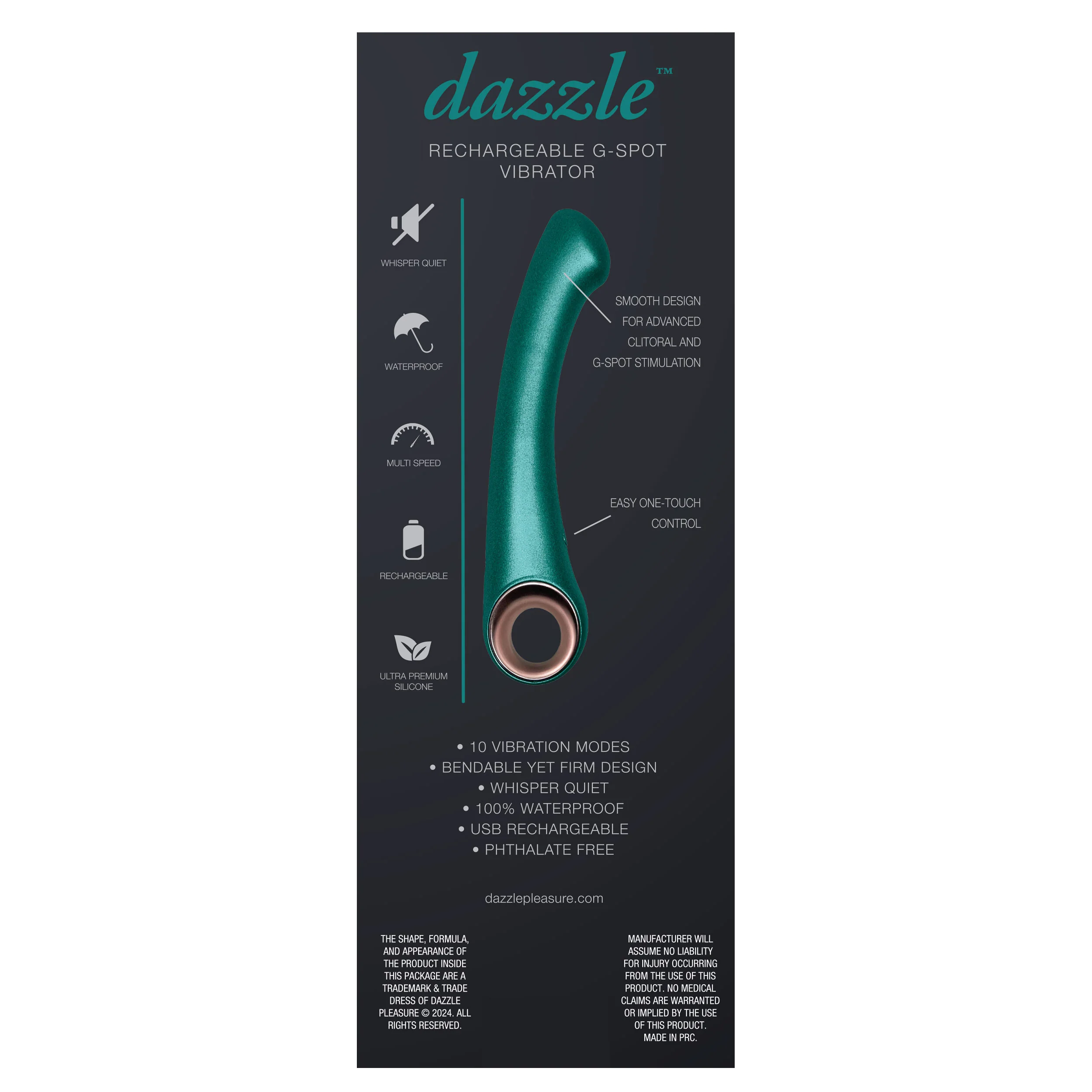 Dazzle Rechargeable G-Spot Wand Vibrator in Green
