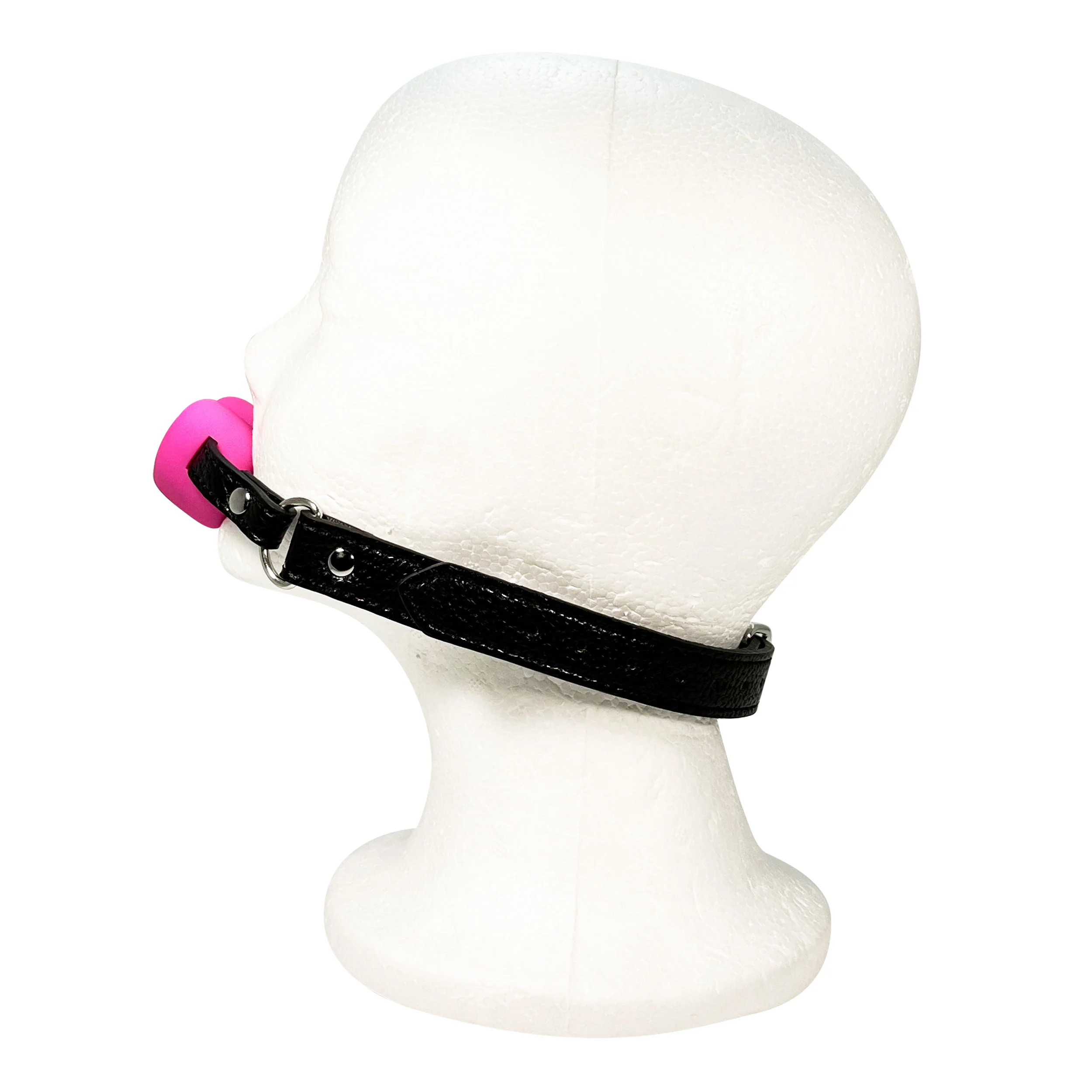 Silicone Heart Mouth Gag by Fetish Pleasure Play in Pink and Black