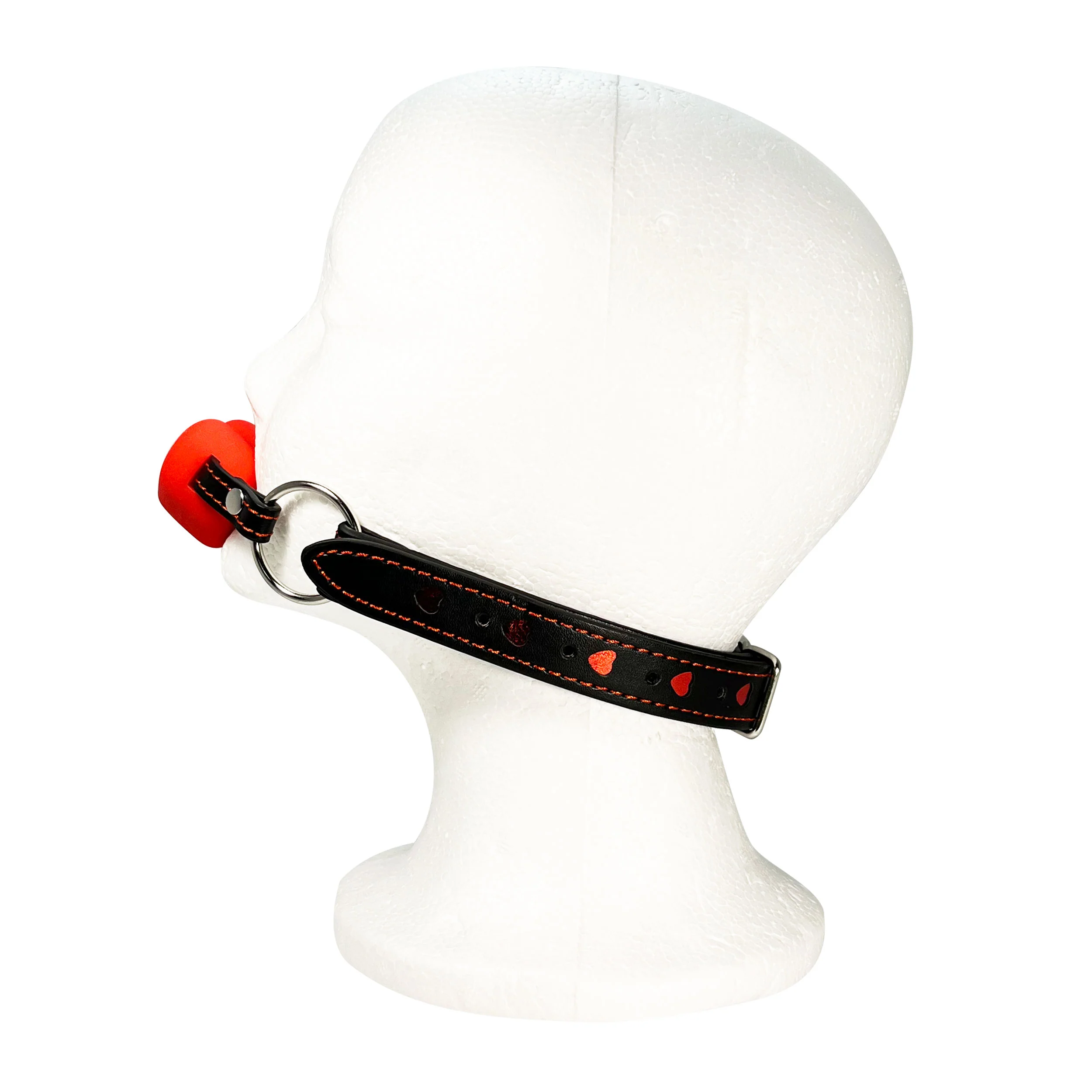 Silicone Heart Mouth Gag by Fetish Pleasure Play in Red and Black