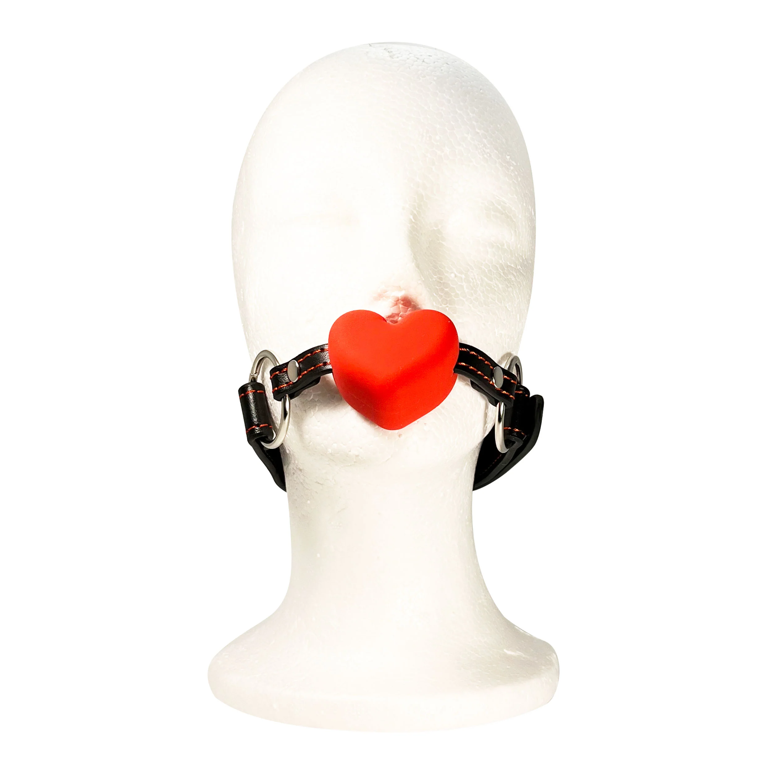 Silicone Heart Mouth Gag by Fetish Pleasure Play in Red and Black