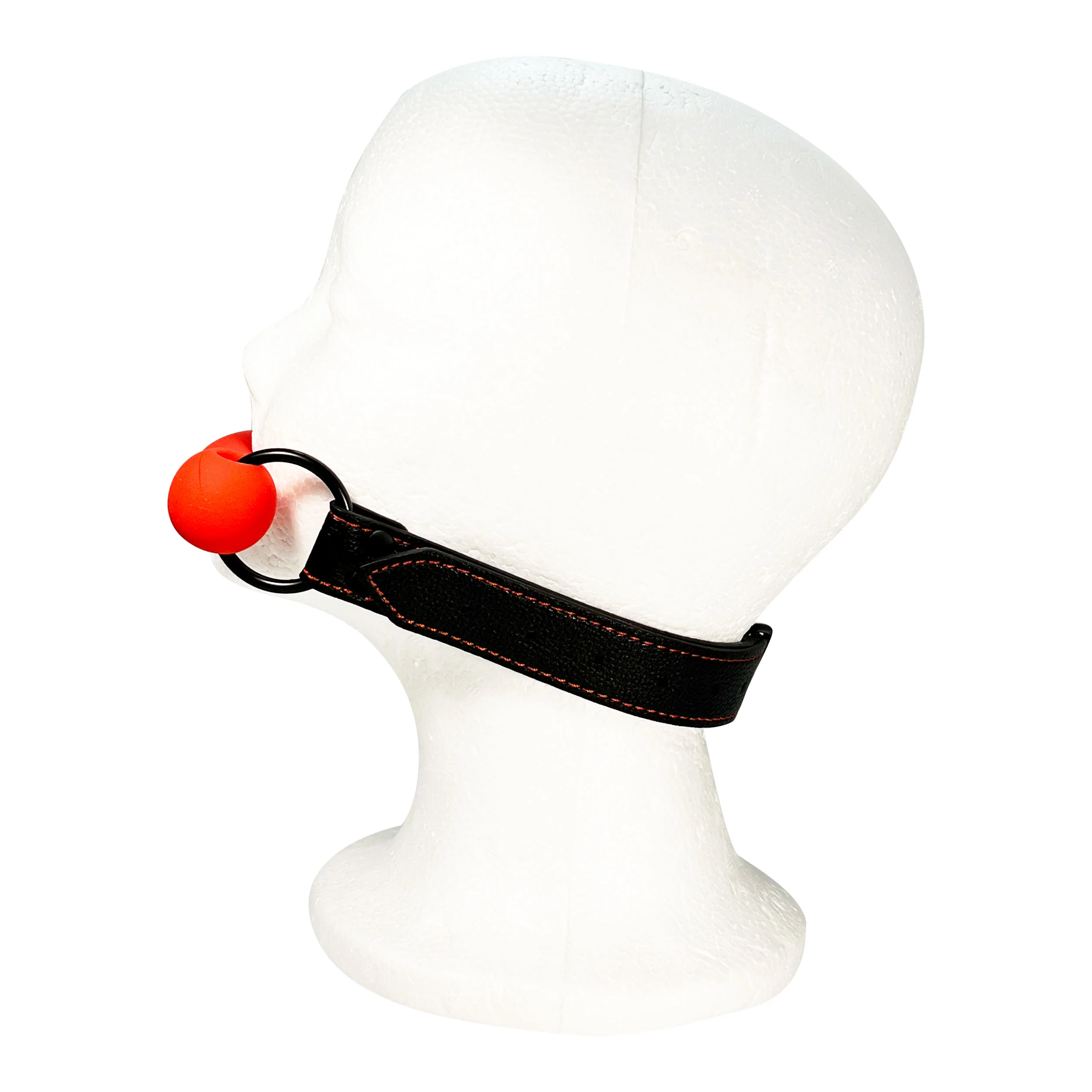 Silicone Sex Bar Mouth Gag by Fetish Pleasure Play in Red and Black