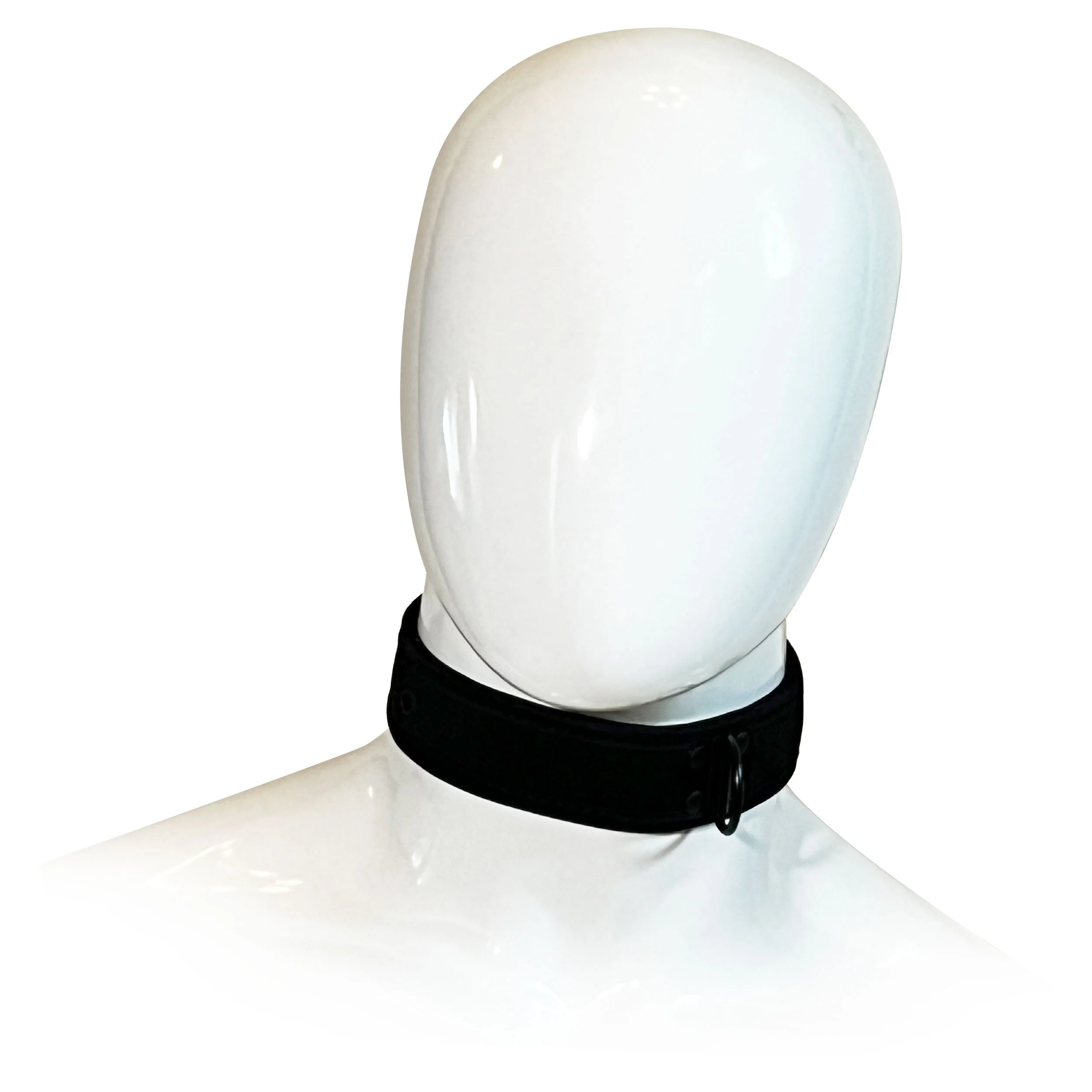 Adjustable Neoprene Collar with D-Ring by Fetish Pleasure Play in Black