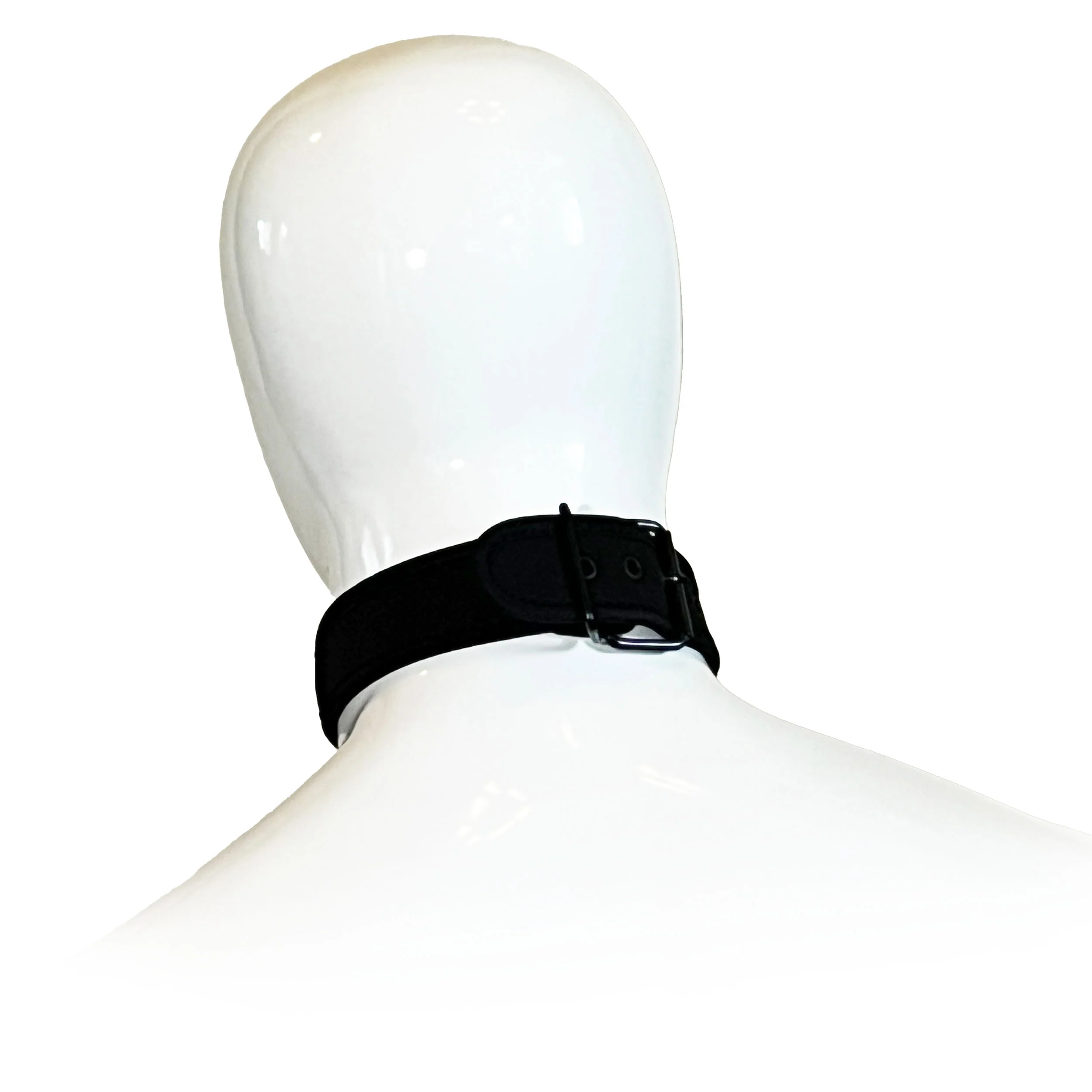 Adjustable Neoprene Collar with D-Ring by Fetish Pleasure Play in Black