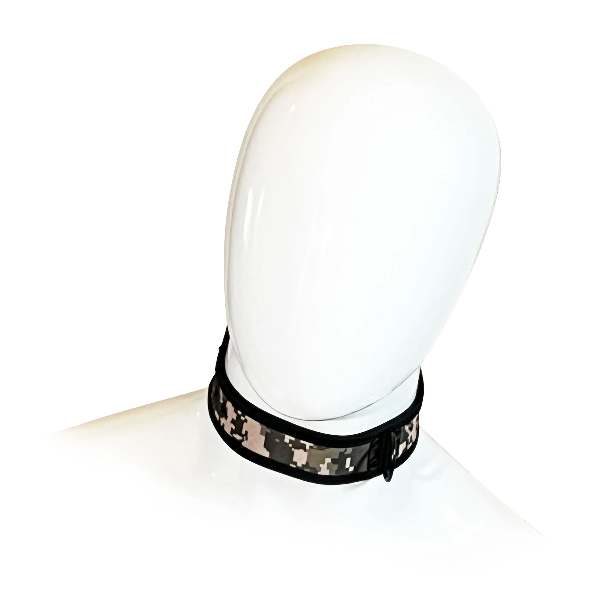 Adjustable Neoprene Collar with D-Ring by Fetish Pleasure Play in Camo and Black